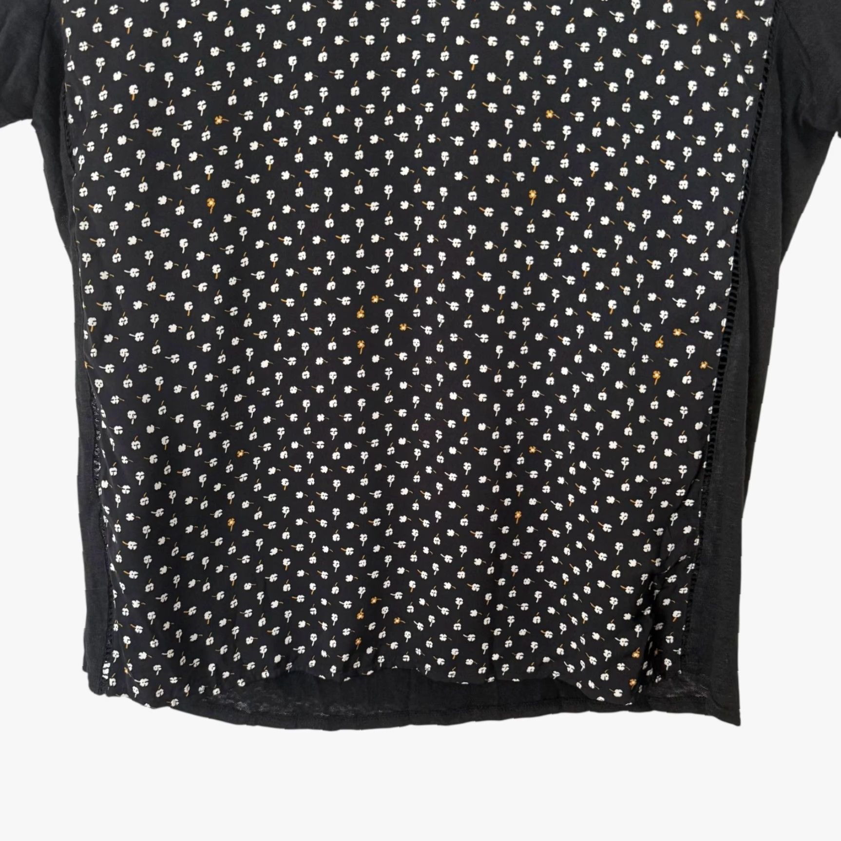 Scotch & Soda VINTAGE Scotch & Soda Women's T-Shirt Short Sleeve Linen Floral Print Casual Size 2 Black Summer Size XS / US 0-2 / IT 36-38 - 6 Thumbnail