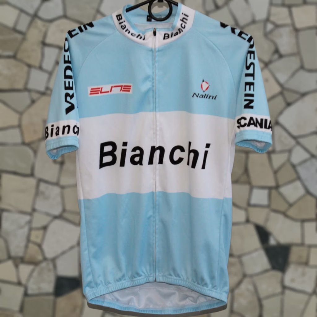 Vintage Bianchi mens blue cycling riding shirt Size XL Size US XL / EU 56 / 4 - 1 Thumbnail