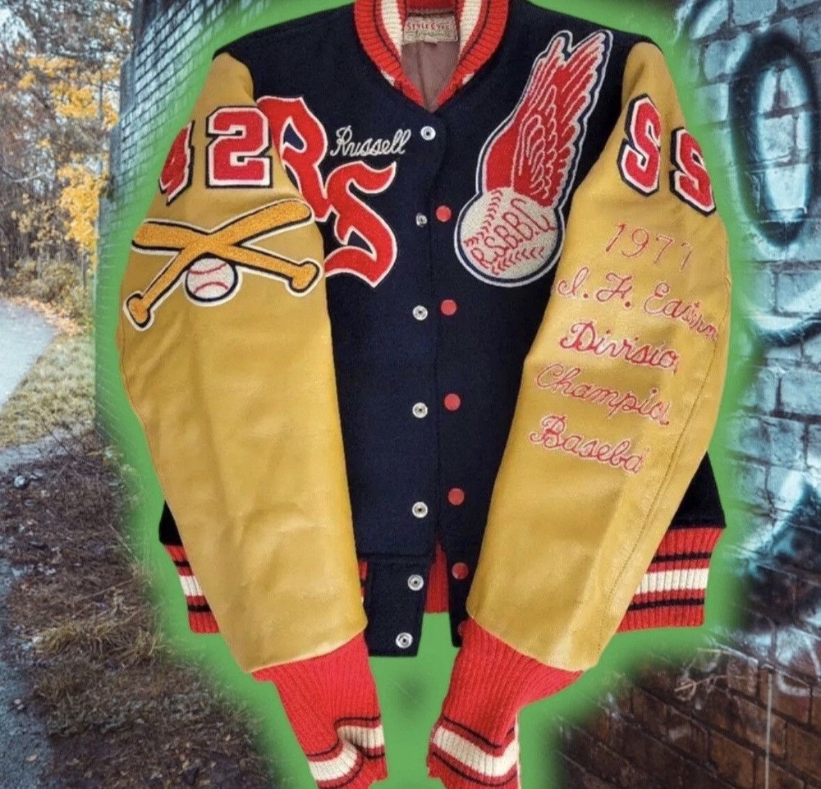 Whitesville 💎ViNTaGe 💎RSBBC 1977 CHAMPIONS 🏆STYLE EYES ⚾️ VARSITY JACKET Size US M / EU 48-50 / 2 - 6 Thumbnail