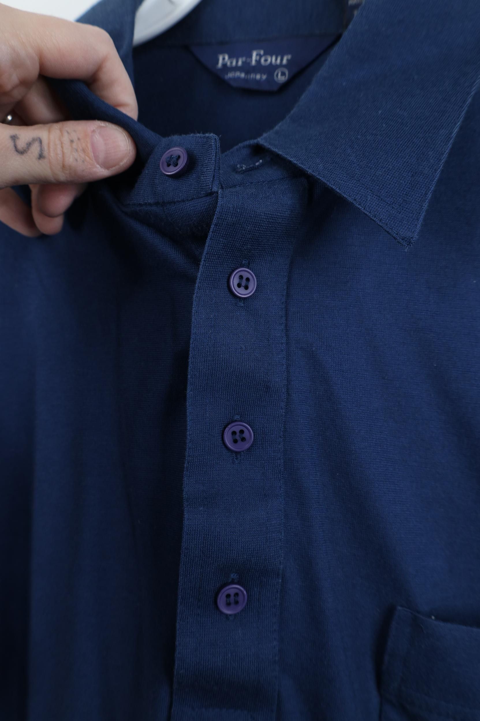 Vintage Vintage 70s Streetwear Knit Collared Golf Polo Shirt Blue Size US L / EU 52-54 / 3 - 6 Thumbnail