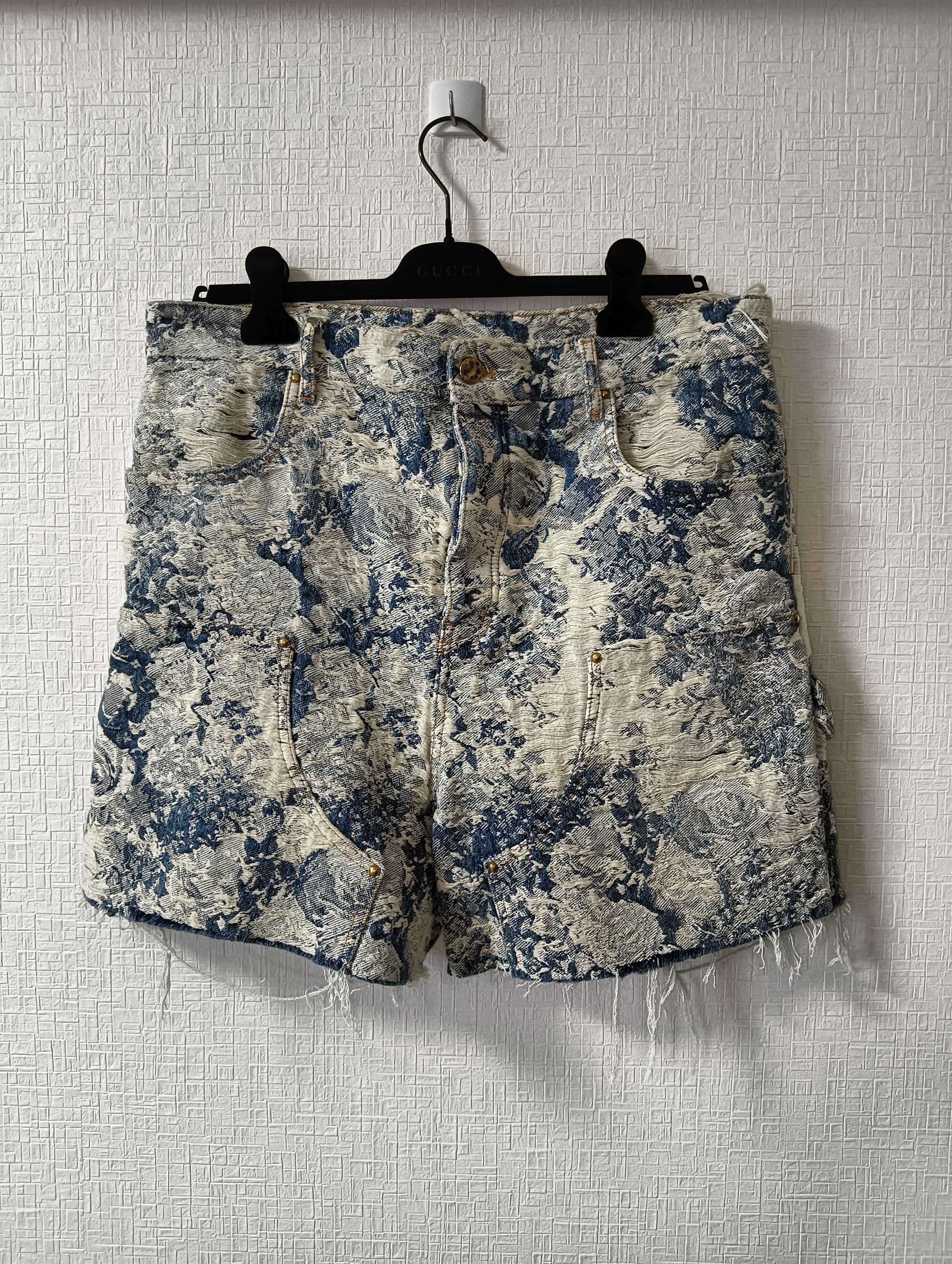 Louis Vuitton Floral Denim Carpenter Shorts Size US 33 - 1 Thumbnail