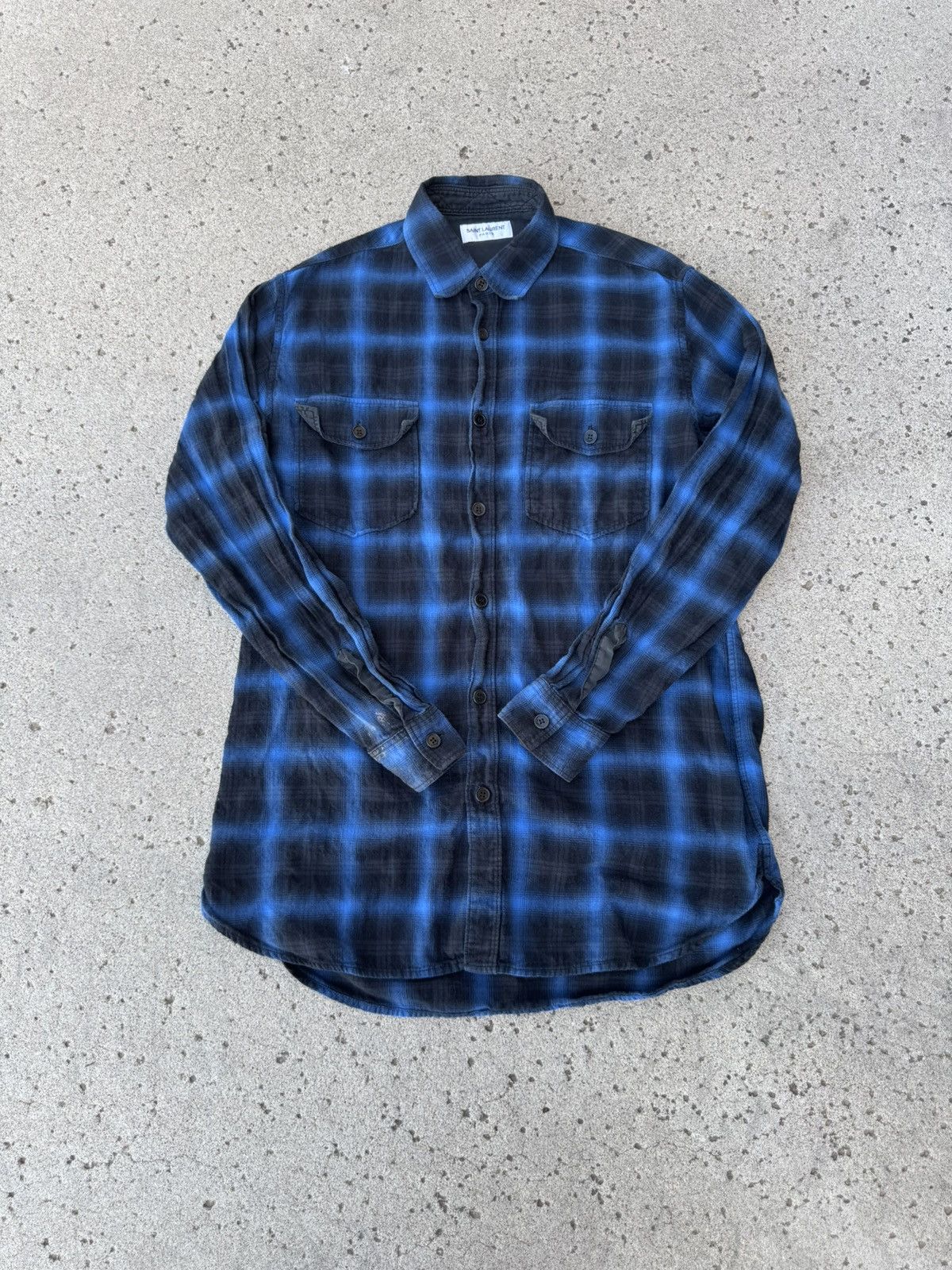 Saint Laurent Paris Saint Laurent Paris Blue Plaid Button Up Shirt Size US XL / EU 56 / 4 - 1 Thumbnail
