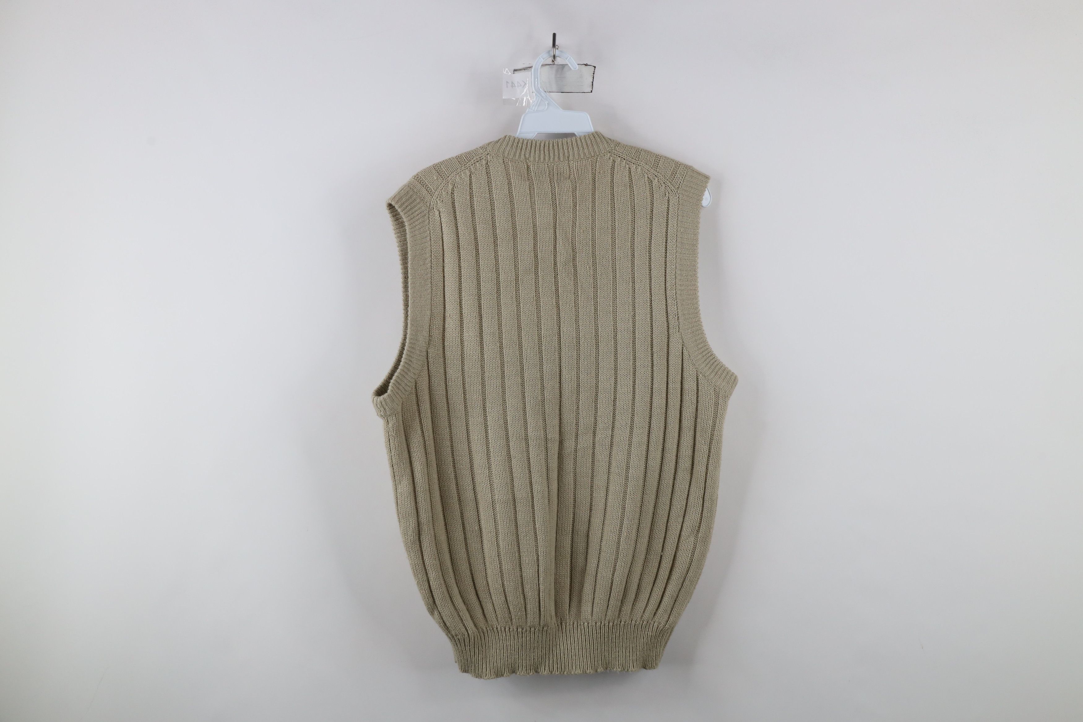Vintage Vintage 90s Streetwear Chunky Cable Knit Sweater Vest Beige Size L / US 10 / IT 46 - 6 Thumbnail