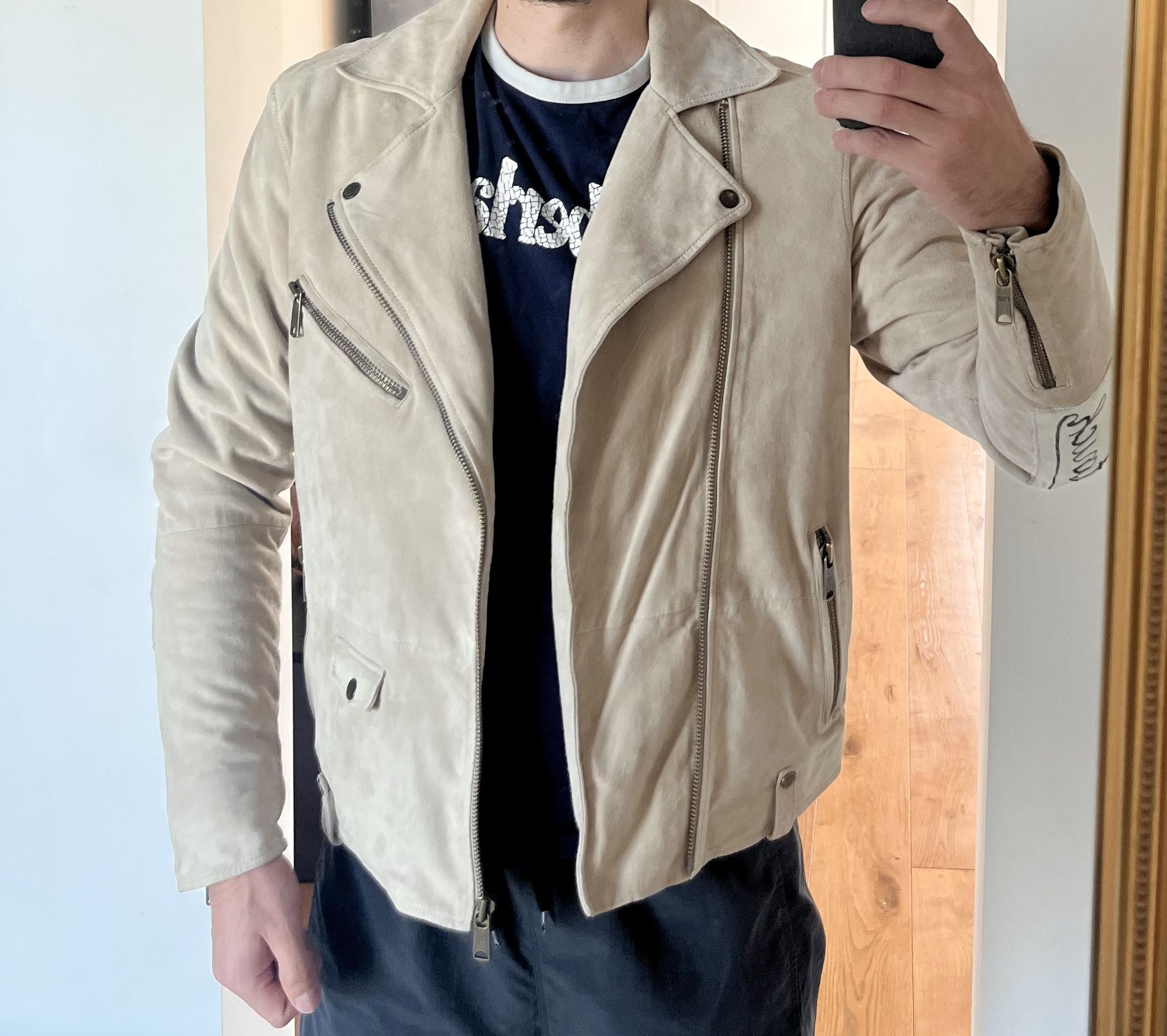Scotch & Soda Scotch & Soda Amsterdam Blauw Suede Biker Jacket Size M Size US M / EU 48-50 / 2 - 14 Thumbnail