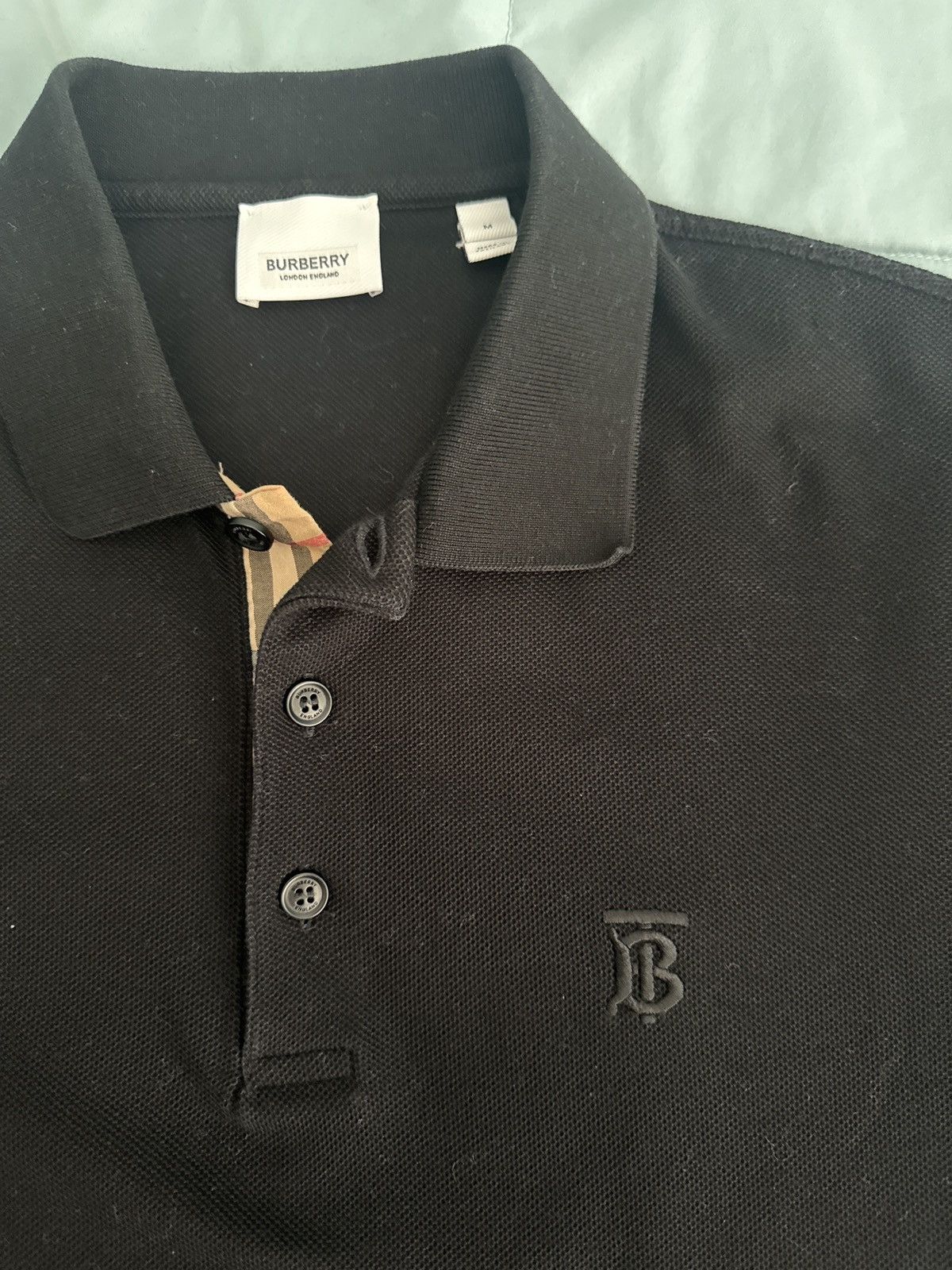 Burberry Burberry TB Logo Polo Black Shirt Size US M / EU 48-50 / 2 - 2 Thumbnail
