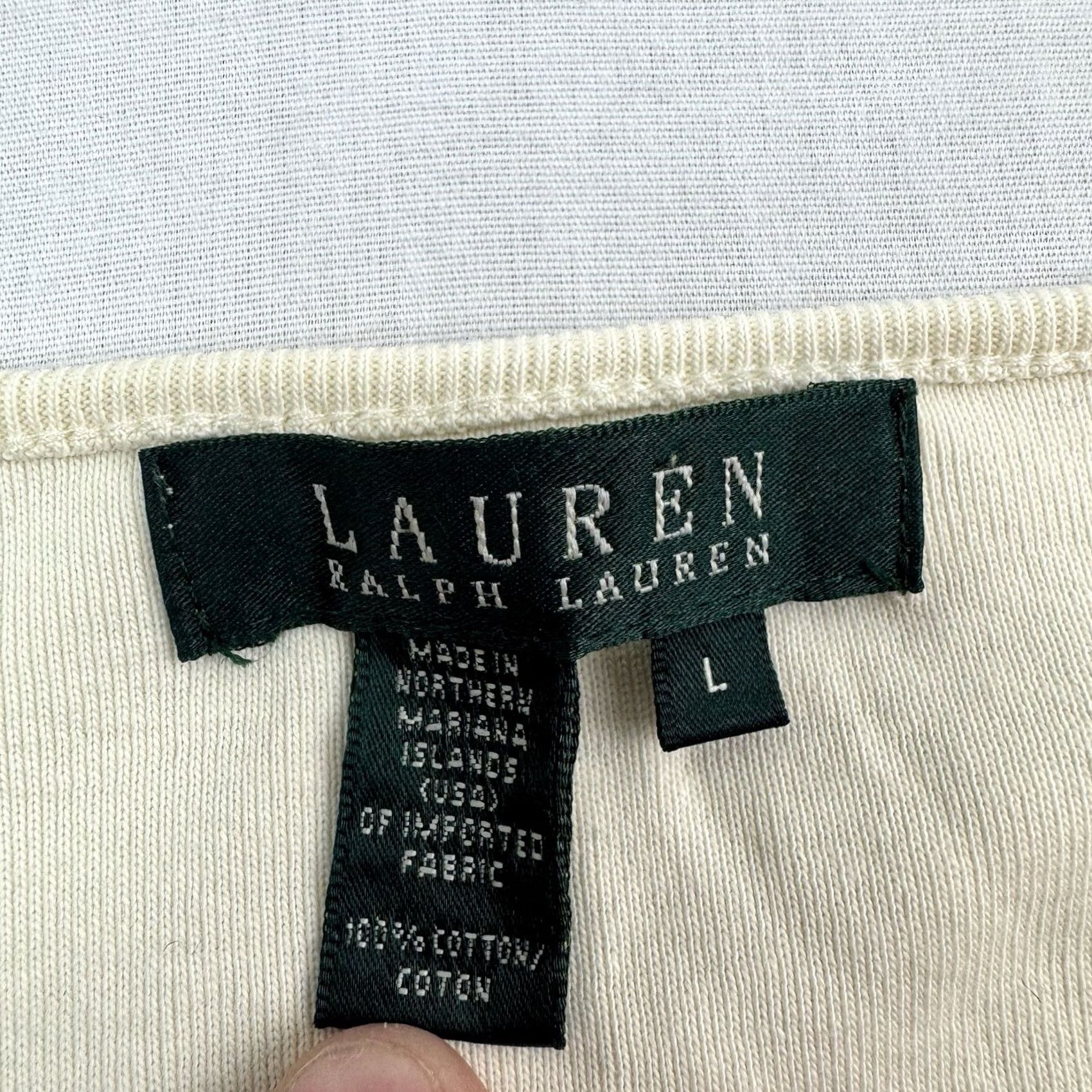 Ralph Lauren VINTAGE Lauren Ralph Lauren Shirt Womens Large Designer Preppy Beige Long Sleeve Size L / US 10 / IT 46 - 3 Thumbnail