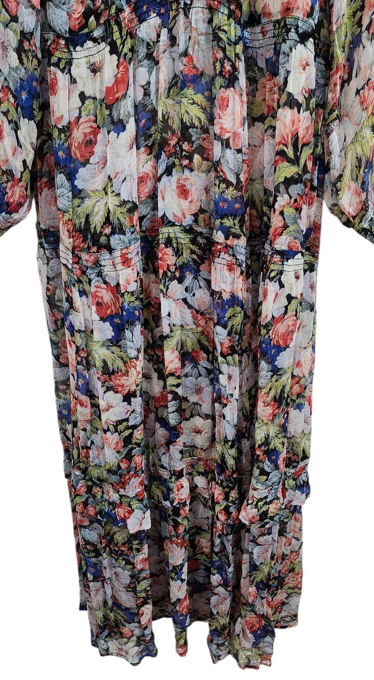 Anthropologie The Marais Printed Chiffon Maxi Dress Floral Sheer Overlay Size L / US 10 / IT 46 - 6 Thumbnail