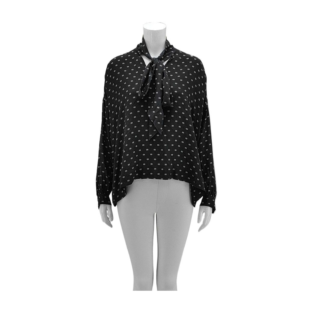 Balenciaga Balenciaga Monogram Silk Tie Neck Blouse Size 36 Size XS / US 0-2 / IT 36-38 - 1 Thumbnail