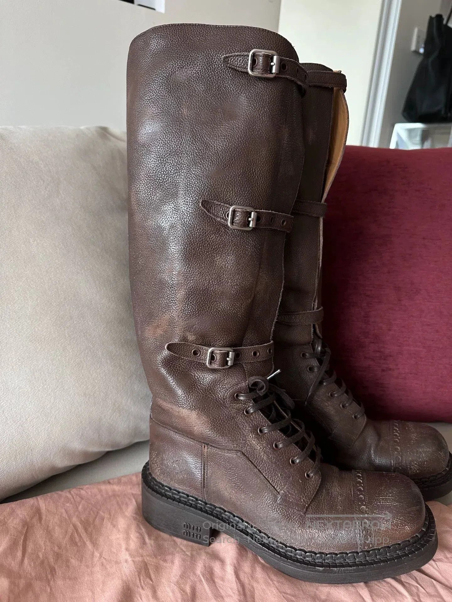Miu Miu MIU MIU Brown Leather Knee-High Boots. Size US 4 / IT 34 - 2 Thumbnail
