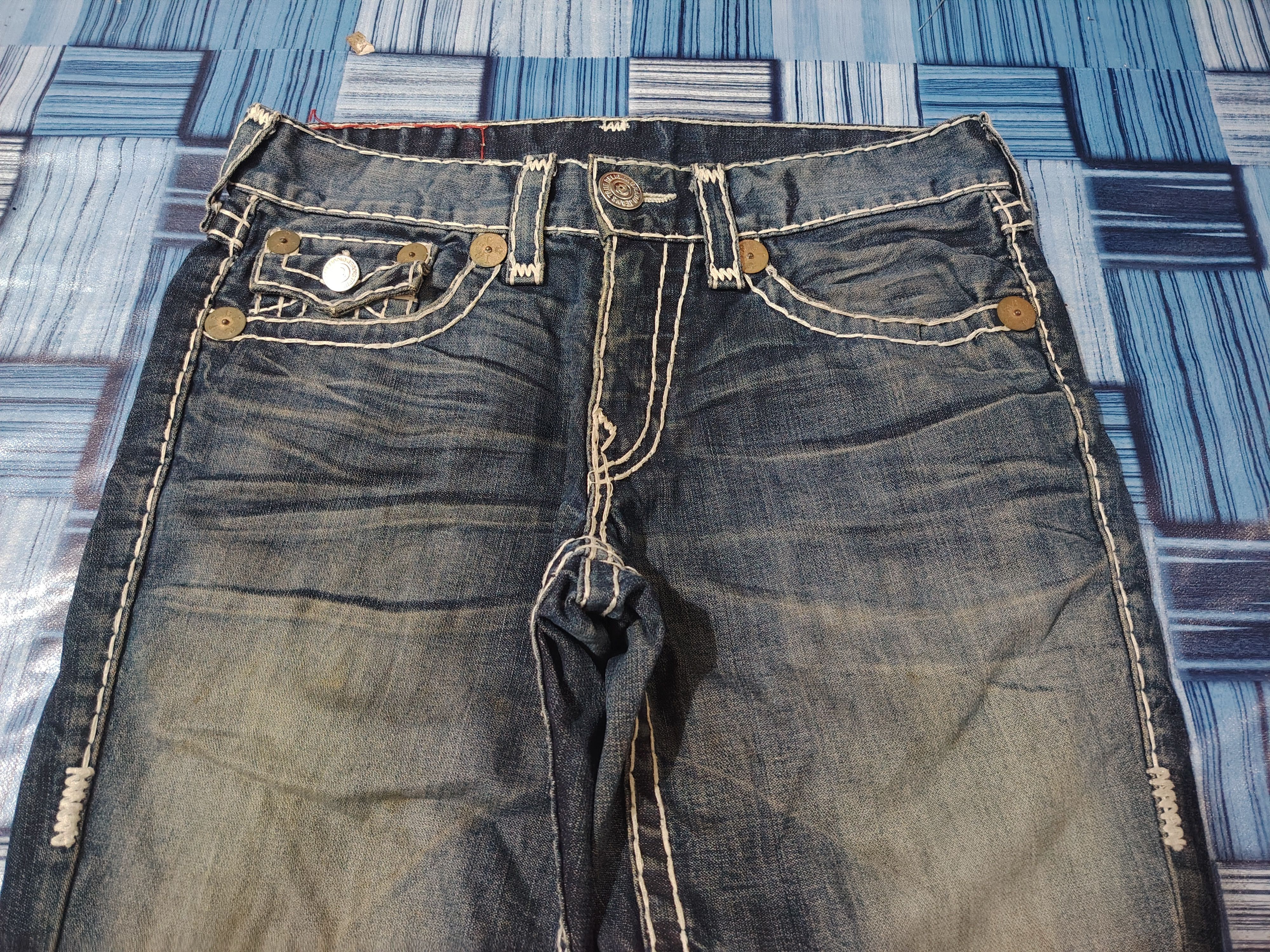 True Religion True Religion Jeans White Stitch Joey Super T Denim Flared Size US 31 - 3 Thumbnail