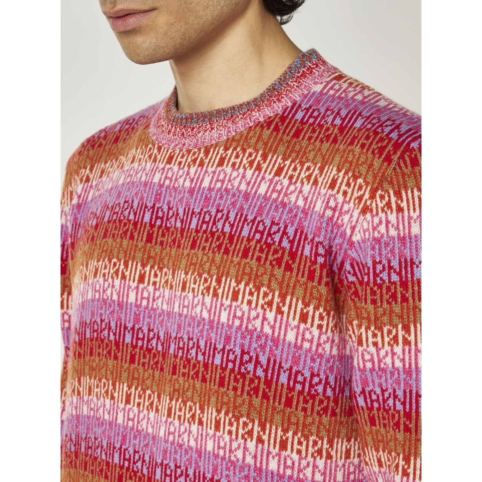Marni Marni Striped Logo Knit Multicolor Wool Crew Sweater Size US S / EU 44-46 / 1 - 2 Thumbnail