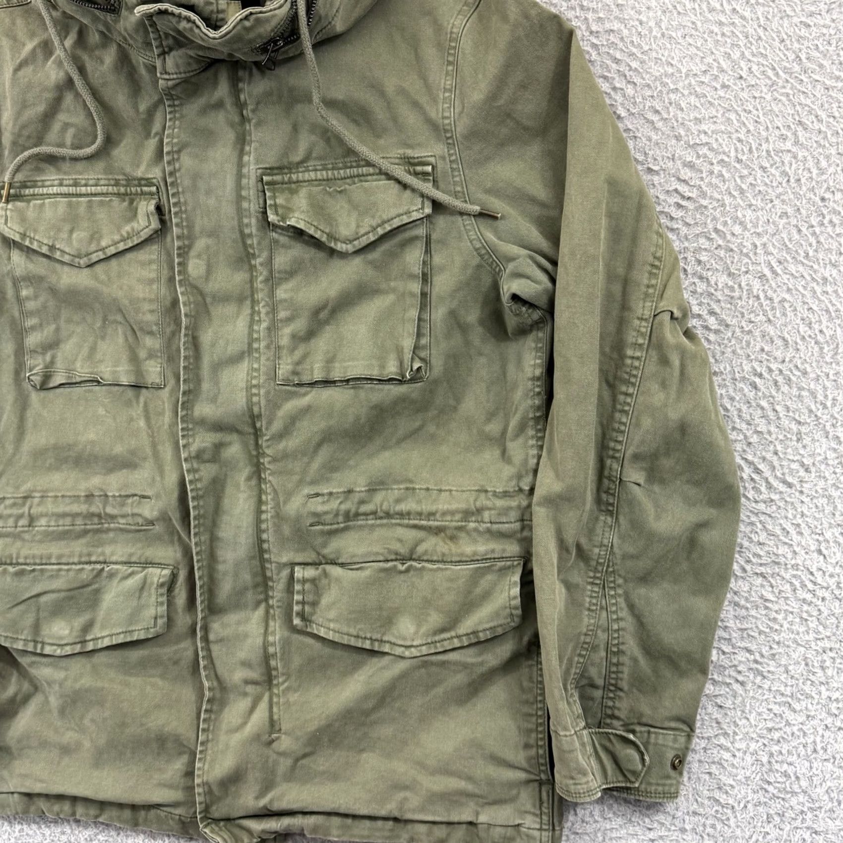 Old Navy VINTAGE Old Navy Jacket Womens Medium Green Zip Snap Hooded Utility Military Y2K Size M / US 6-8 / IT 42-44 - 5 Thumbnail