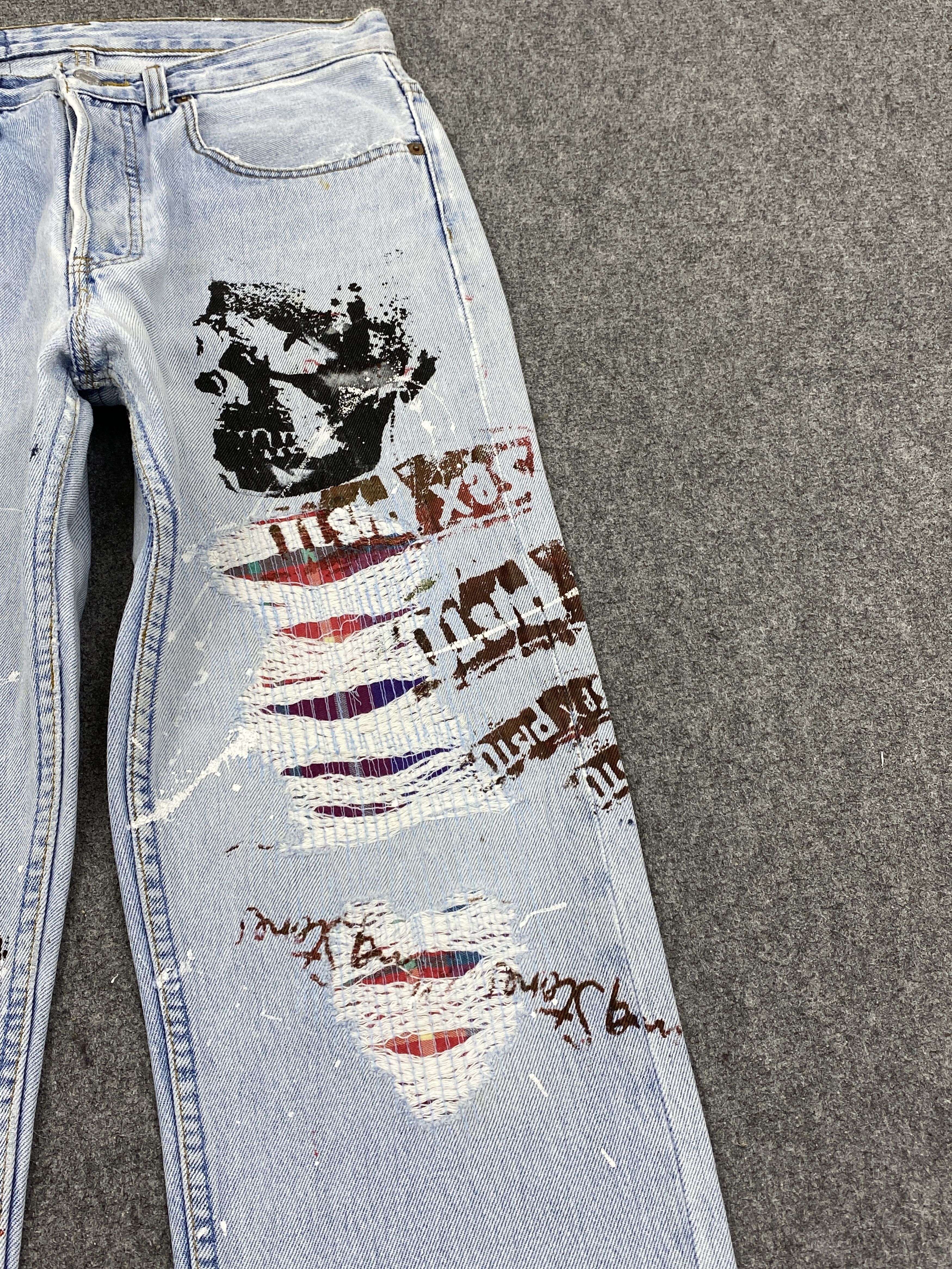 Levi's Vintage 80s Levis 501 Sex Pistols Custom Made Jeans DP2724 Size US 30 / EU 46 - 13 Thumbnail