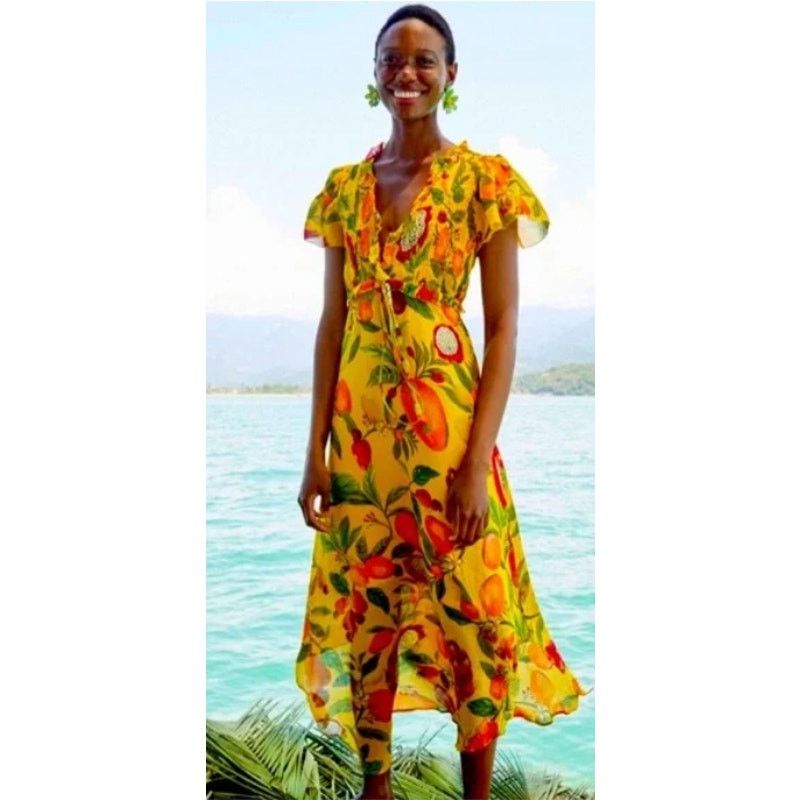 Farm Rio Women Fruit Lovers Maxi Dress S - benaras.co