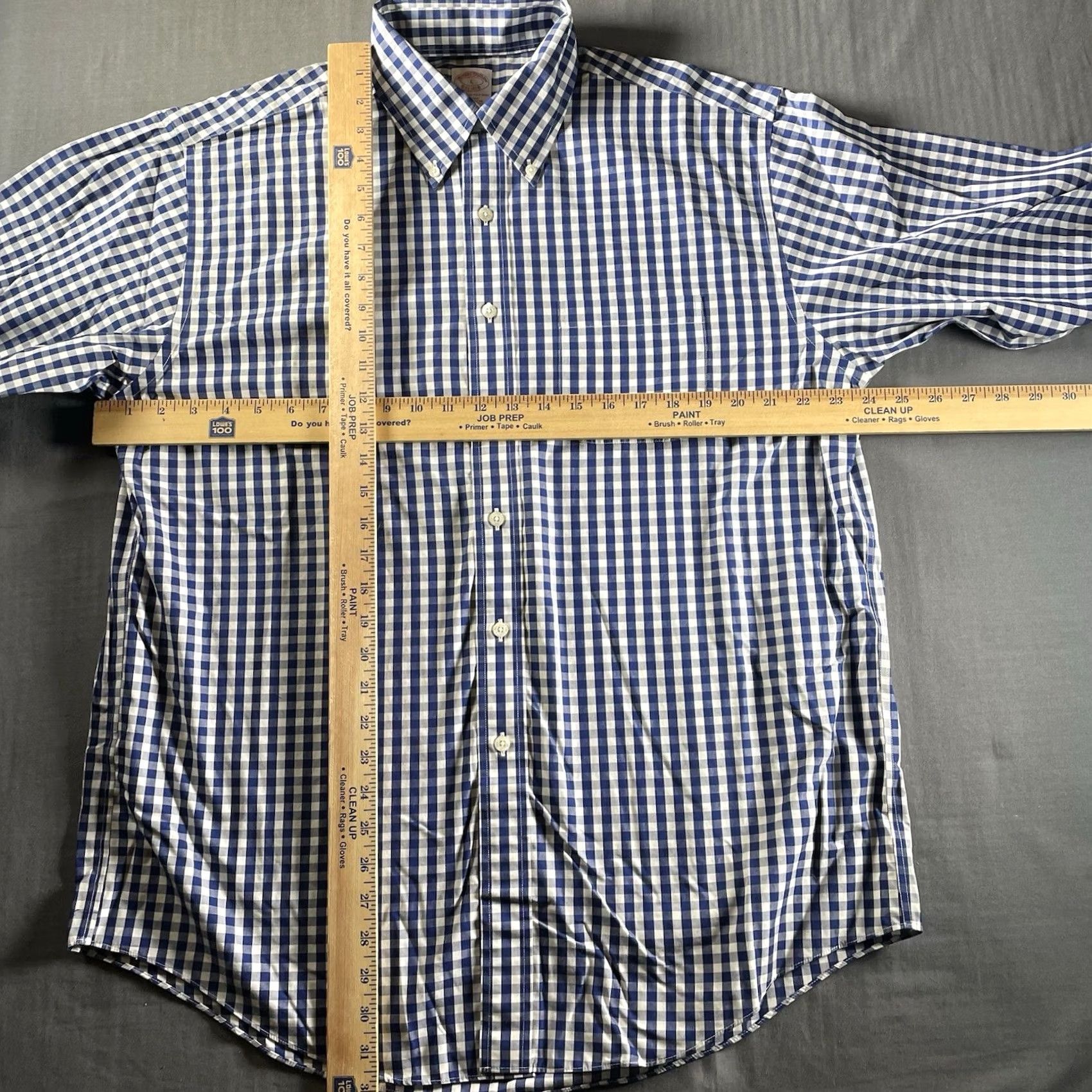 Brooks Brothers Brooks Brothers Shirt Mens Large Blue White Gingham Plaid Supima Cotton Dress Shirt Size 42R - 3 Thumbnail