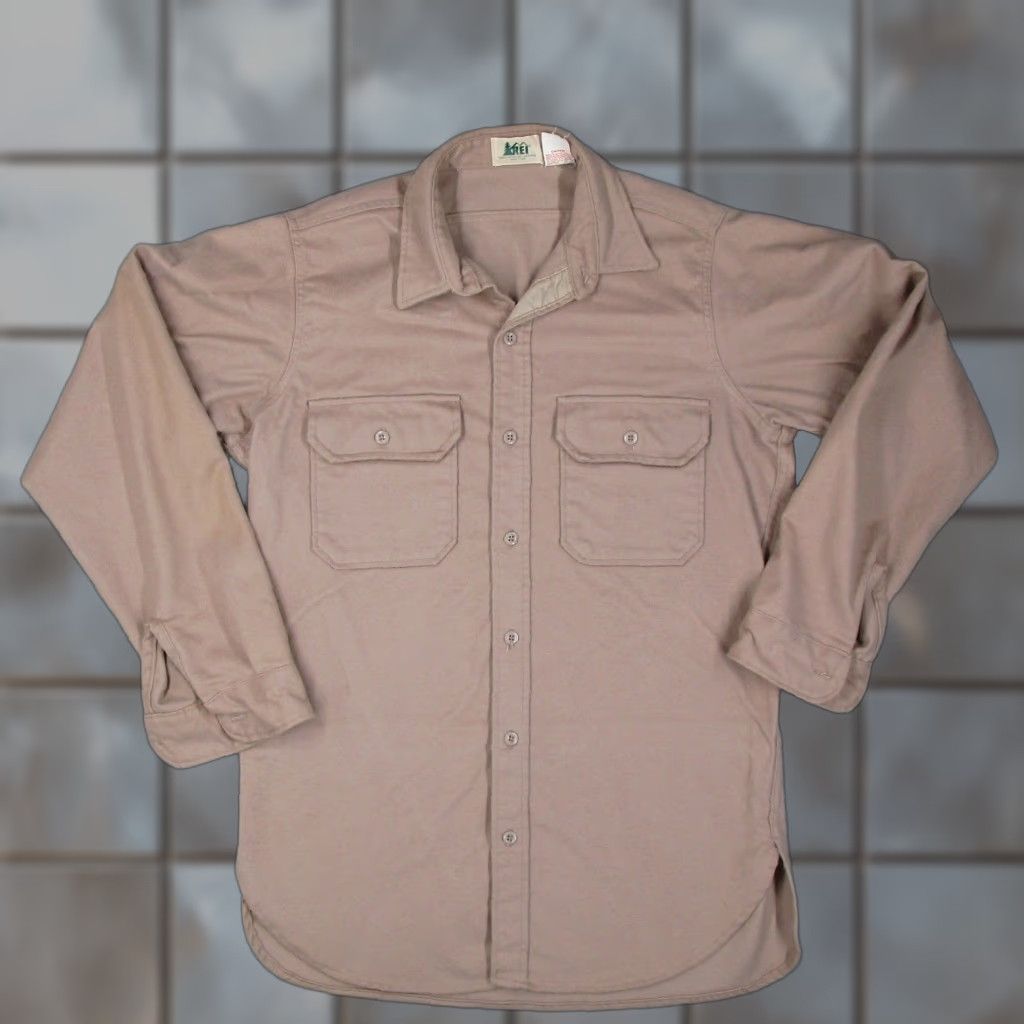 Vintage VINTAGE REI Shirt Mens L Beige Cotton Flannel Chamois Button-Up 80s USA Casual Workwear Long Sleeve Size US L / EU 52-54 / 3 - 1 Thumbnail
