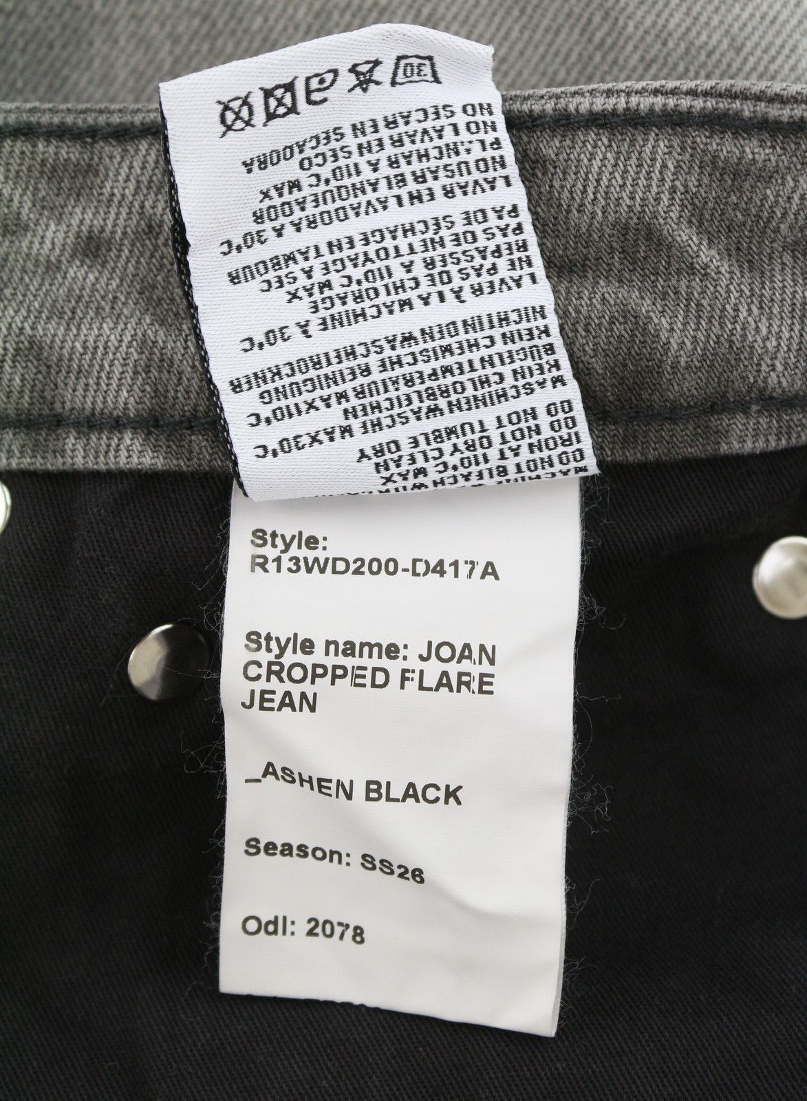 R13 JOAN CROPPED FLARE 27 Ashen Black Jeans 90040 Size 27" / US 4 / IT 40 - 9 Thumbnail
