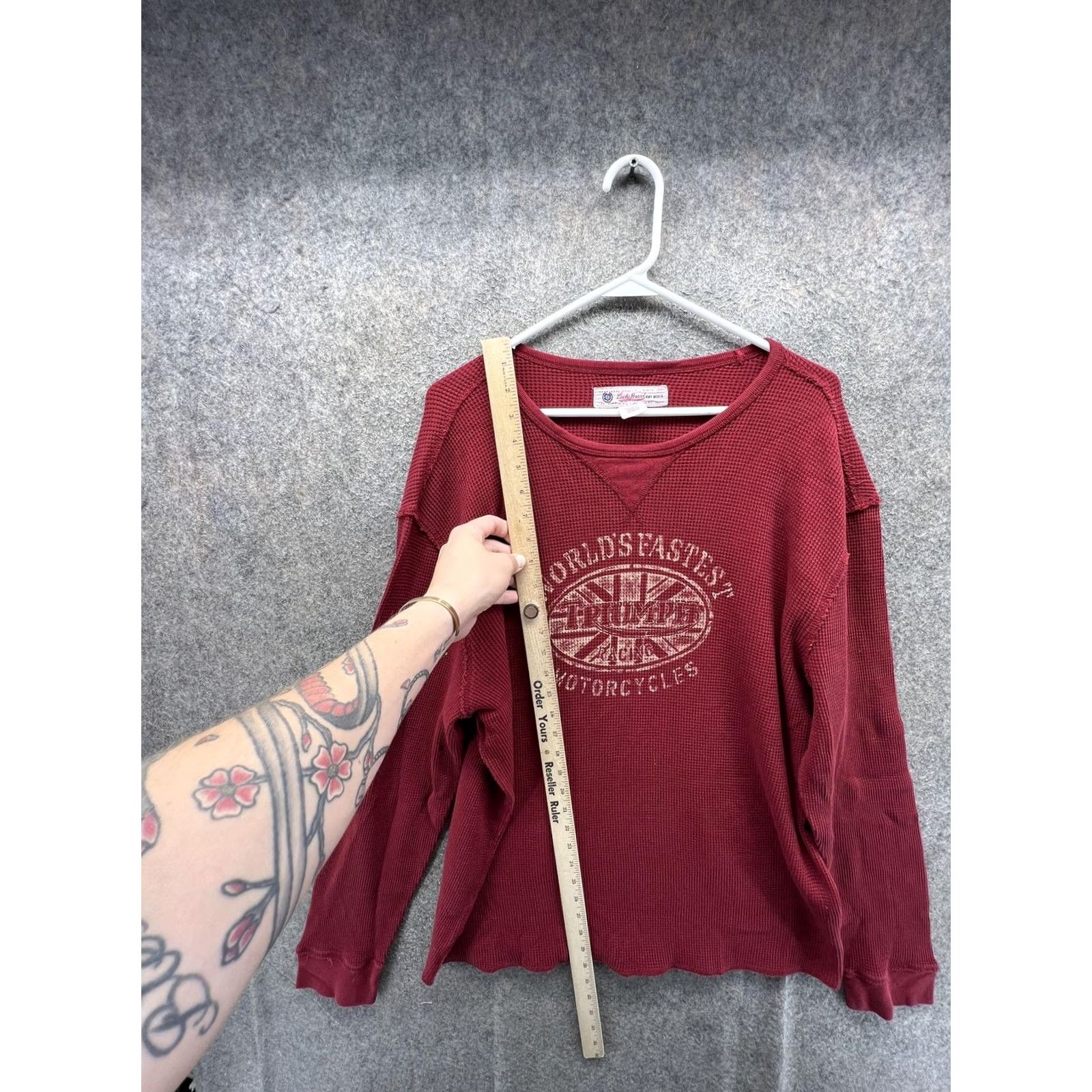 Lucky Brand Lucky Brand Shirt Mens 2XL Red Thermal Long Sleeve Tee Motorcycle Graphic Print Crew Neck Front Logo Holiday Winter Retro Vintage N/A Size US XXL / EU 58 / 5 - 2 Thumbnail