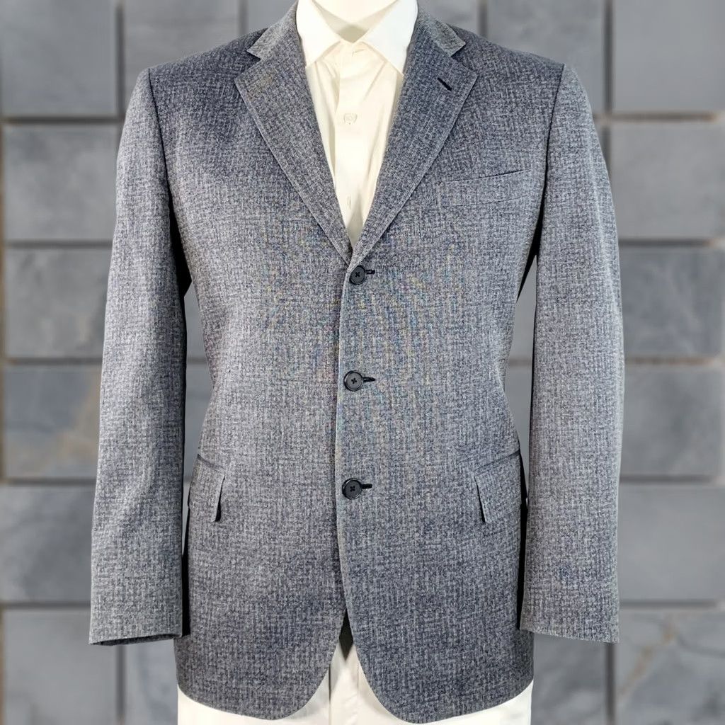 Bottega Veneta BOTTEGA VENETA Sport Coat Size 46 Navy White Melange Virgin Wool Notch Lapel Size US S / EU 44-46 / 1 - 1 Thumbnail