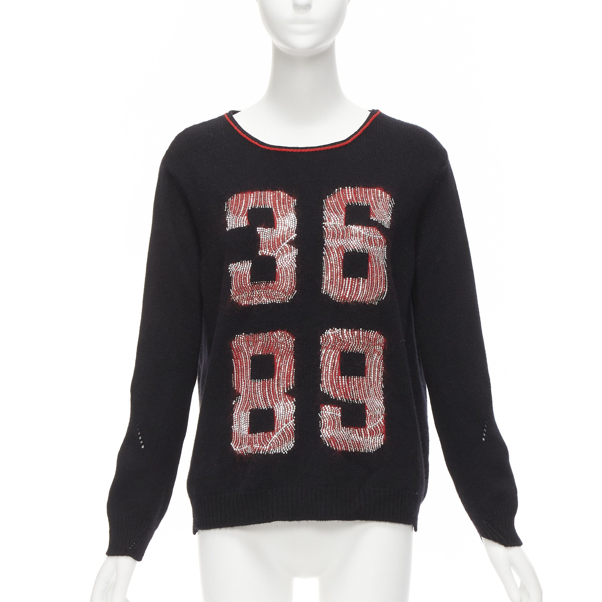 Ermanno Scervino ERMANNO SCERVINO 100% cashmere mohair 3689 black red sweater IT40 S Size S / US 4 / IT 40 - 1 Thumbnail