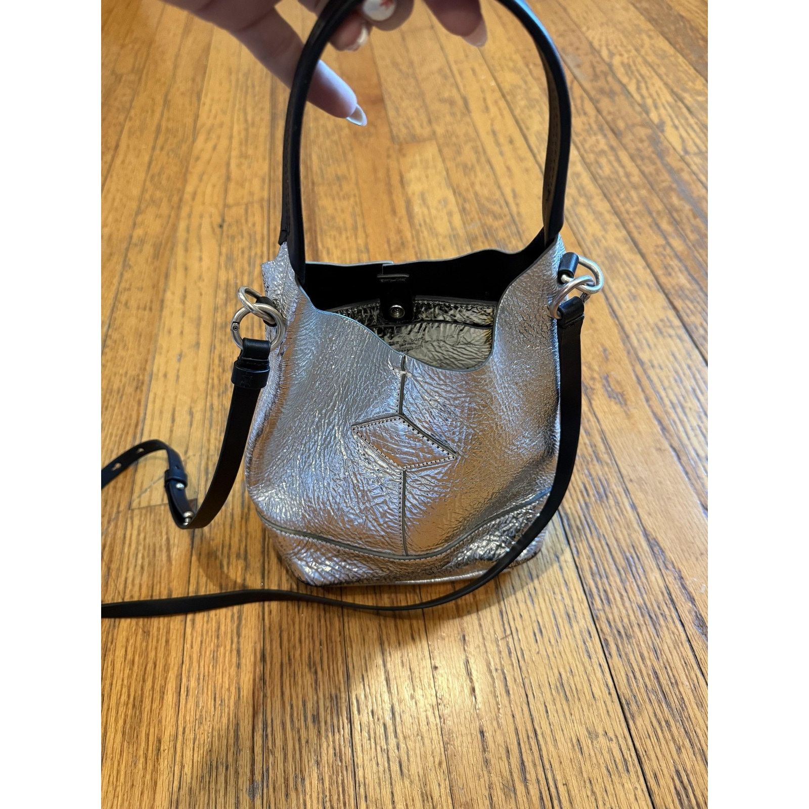 Rag & Bone Rag & Bone Crossbody Bag Metallic Textured Leather Size ONE SIZE - 8 Thumbnail
