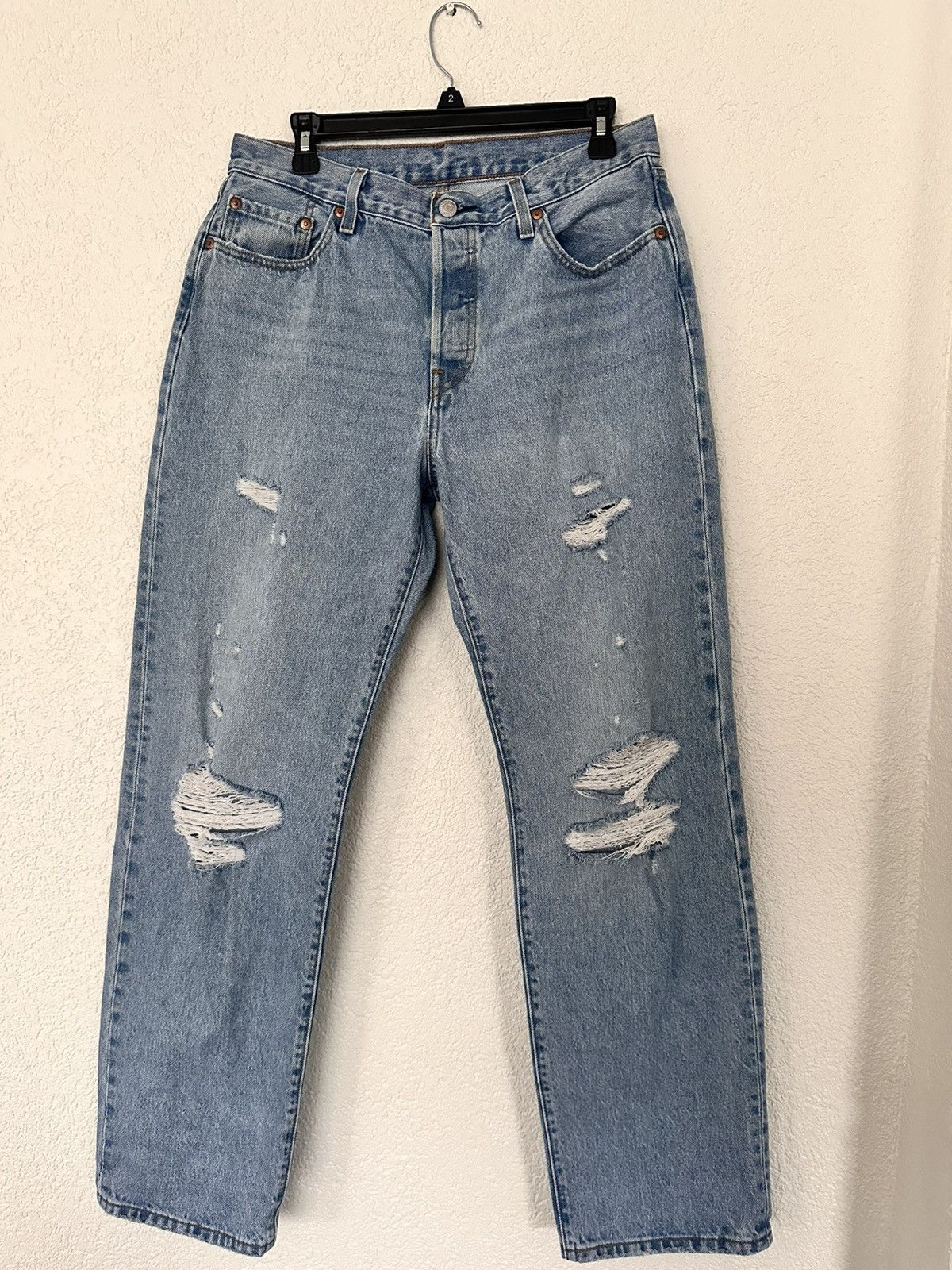 Levi's Levi’s 501 Premium Distressed Straight-Leg Jeans – W29 L32 Size 29" - 1 Thumbnail