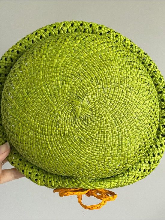Vintage Vintage Green Seagrass Straw Half Hat - One Size Size ONE SIZE - 5 Thumbnail