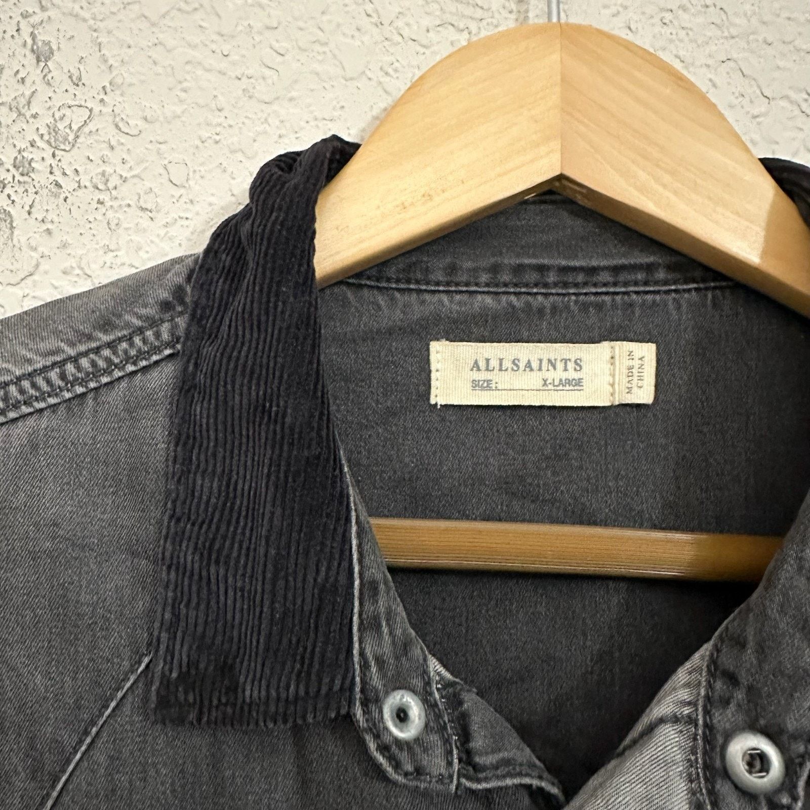 Allsaints ALLSAINTS Genki Shirt Denim Snap Corduroy Collar Western Size US XL / EU 56 / 4 - 7 Thumbnail
