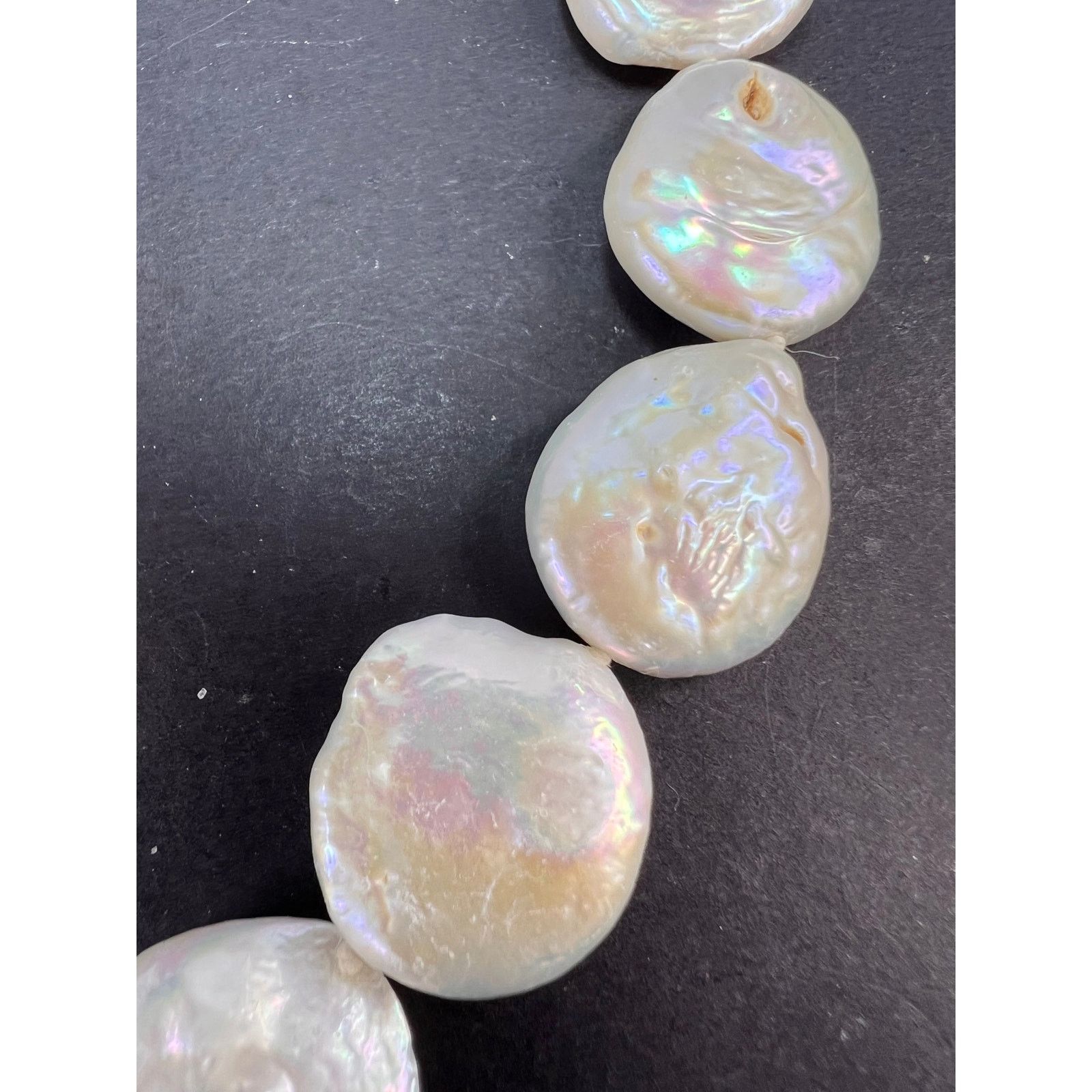 Cultured coin pearl necklace with sterling silver clasp