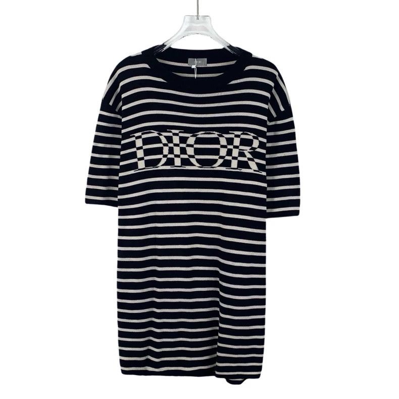 Dior Dior Black striped letter inlaid mulberry silk round-neck s Size S / US 4 / IT 40 - 1 Thumbnail