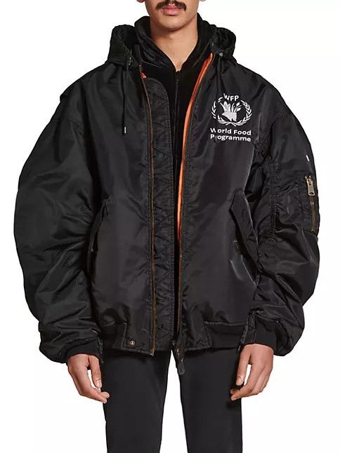 Balenciaga o1bcso1str0125 WFP Light Hooded Bomber Jacket in Black Size US L / EU 52-54 / 3 - 3 Thumbnail