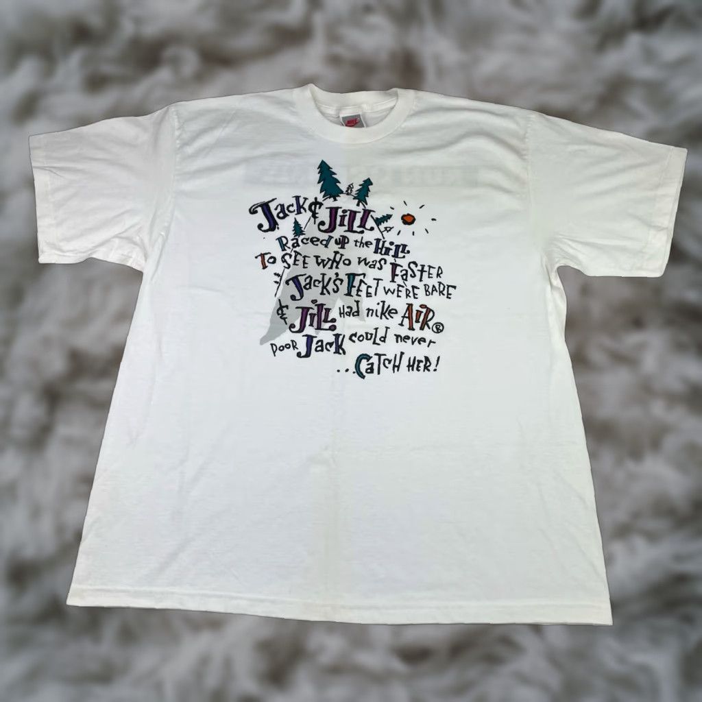 Nike VINTAGE Nike T-Shirt White 90s Double-Sided Crew Neck Short Sleeve Large Mens USA Size US L / EU 52-54 / 3 - 1 Thumbnail