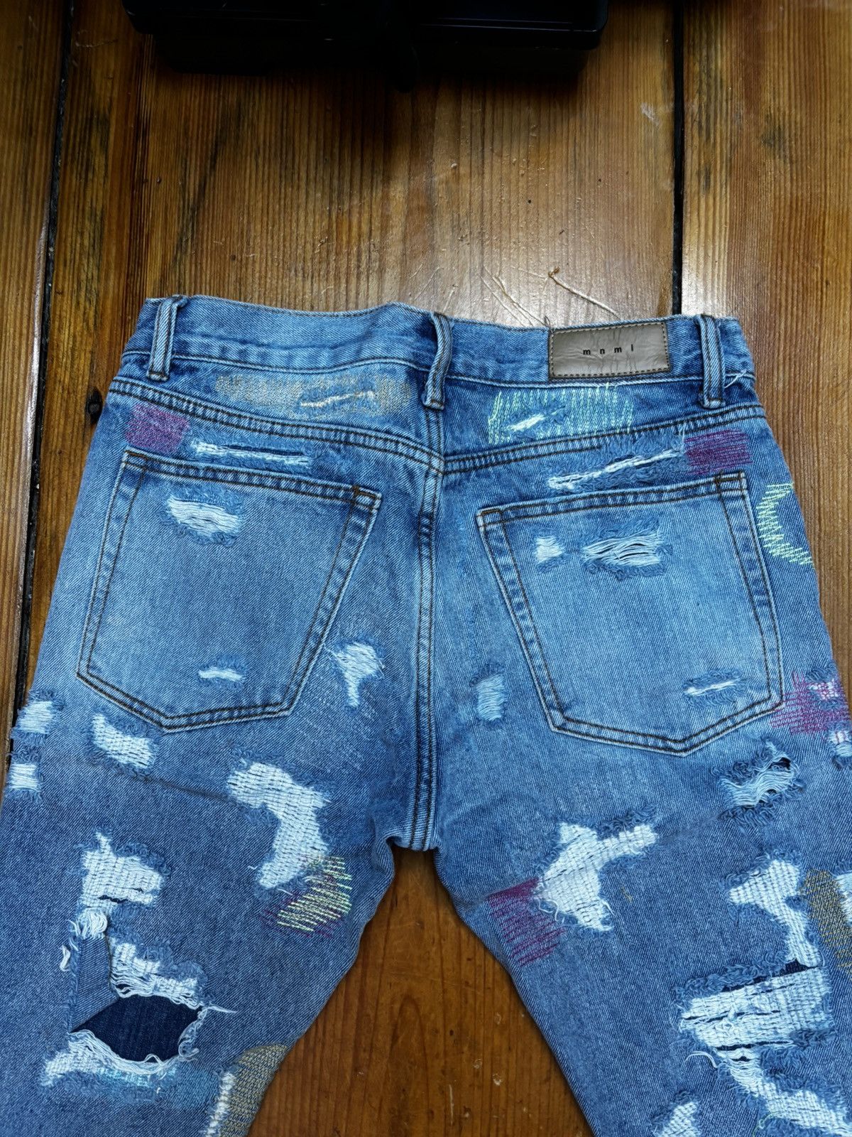 MNML Mnml distressed patch multi color light wash denim jeans Size US 30 / EU 46 - 5 Thumbnail