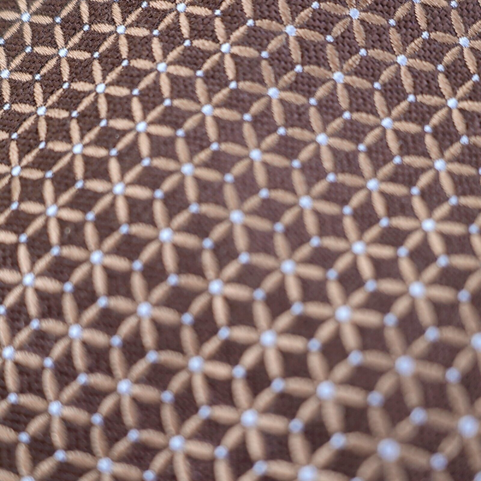 Ike Behar Ike Behar New York Woven Geometric Brown Tan Woven Silk Tie Size ONE SIZE - 2 Thumbnail