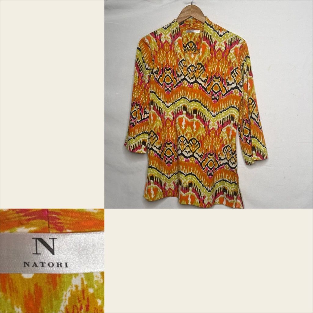Modern Notoriety NWOT Natori kimono vibrant pattern 3/4 sleeve blouse top Sm Size S / US 4 / IT 40 - 1 Thumbnail