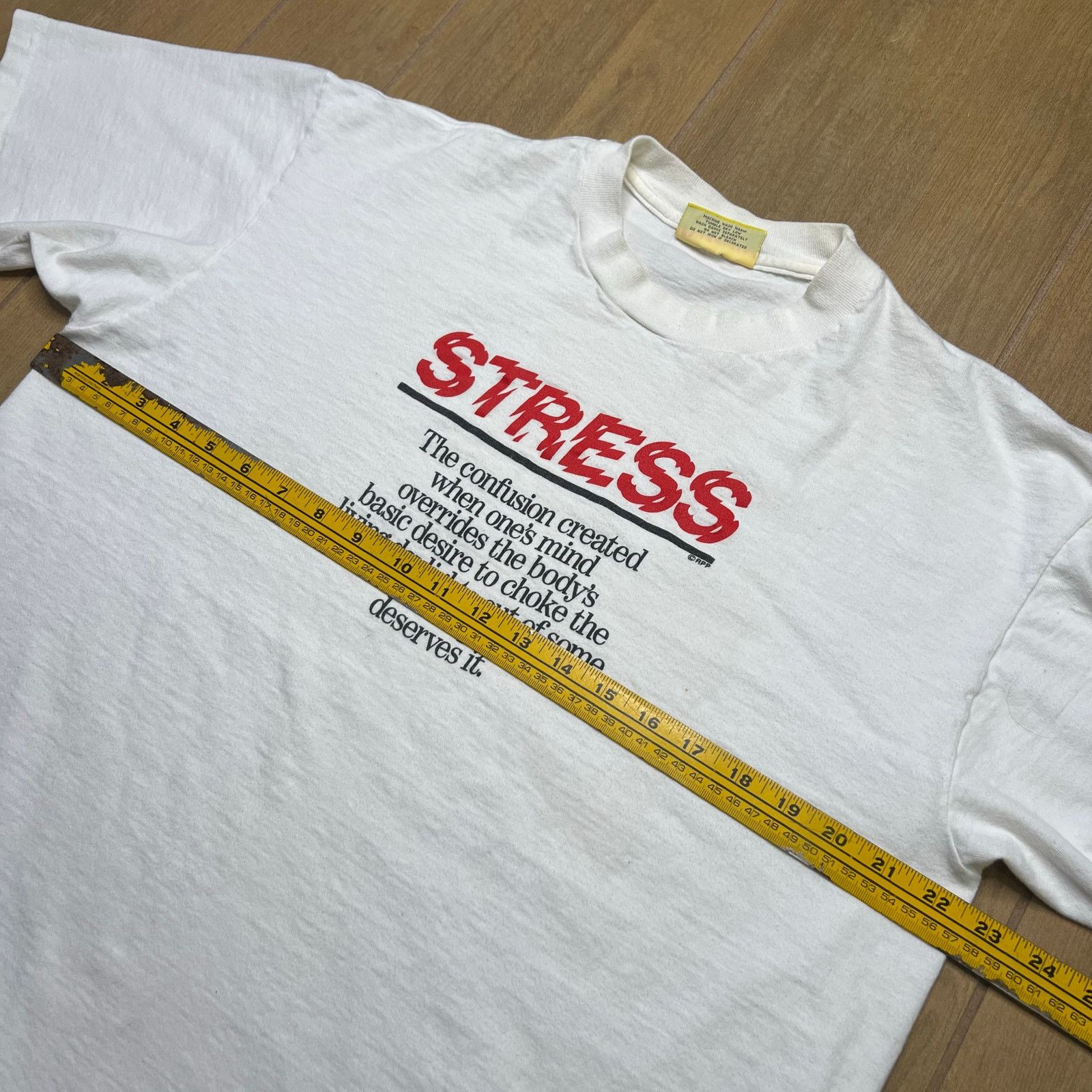Vintage Vintage 90s "Stress " Retro "High on Stress" shirt Sz XL Size US XL / EU 56 / 4 - 7 Thumbnail