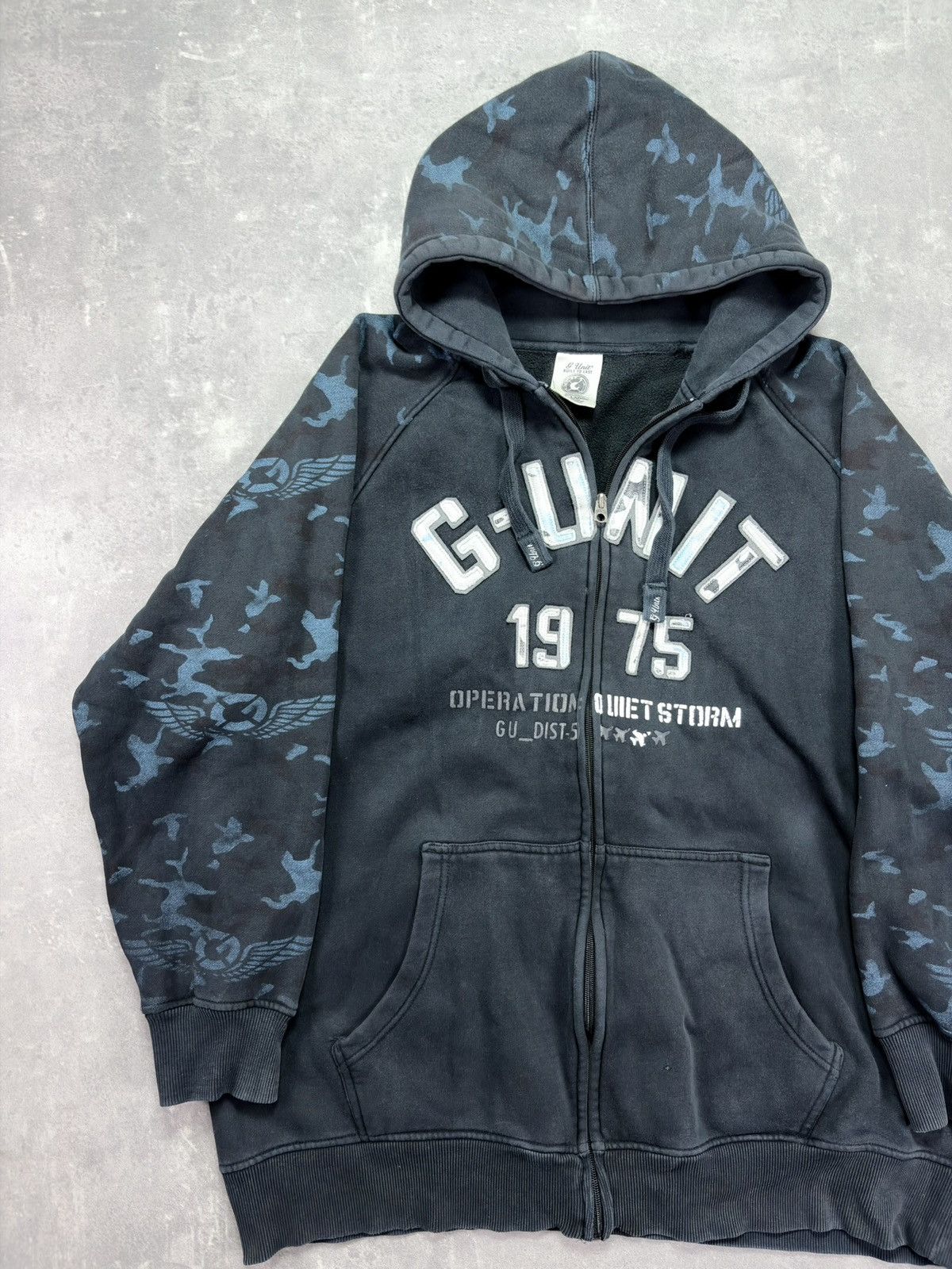 G-Unit G-Unit Big Logo Camo Sleeves Faded Baggy Zip Hoodie XXL Size US XXL / EU 58 / 5 - 3 Thumbnail