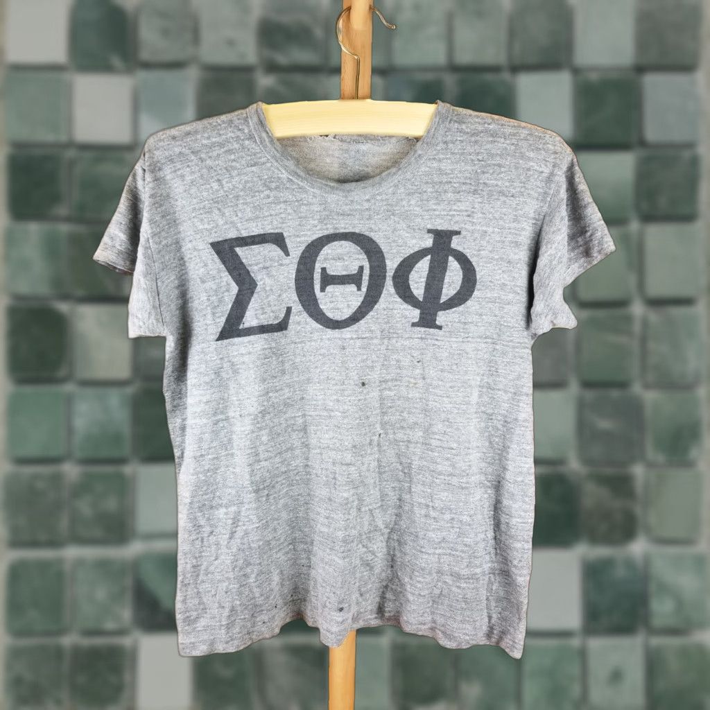 Vintage VINTAGE UNBRANDED Gray Ink Print Single Stitch T-Shirt Shirt Mens M/L 50s 60s Cotton Short Sleeve Round Neck Classic Logo 20 INCH 24 INCH 50s 60s Size US M / EU 48-50 / 2 - 1 Thumbnail