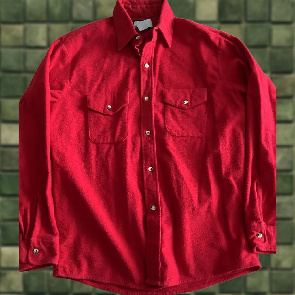 Vintage VINTAGE Fieldmaster Shirt Men's M Medium Solid Red Flannel Button Down Soft Size US M / EU 48-50 / 2 - 1 Thumbnail