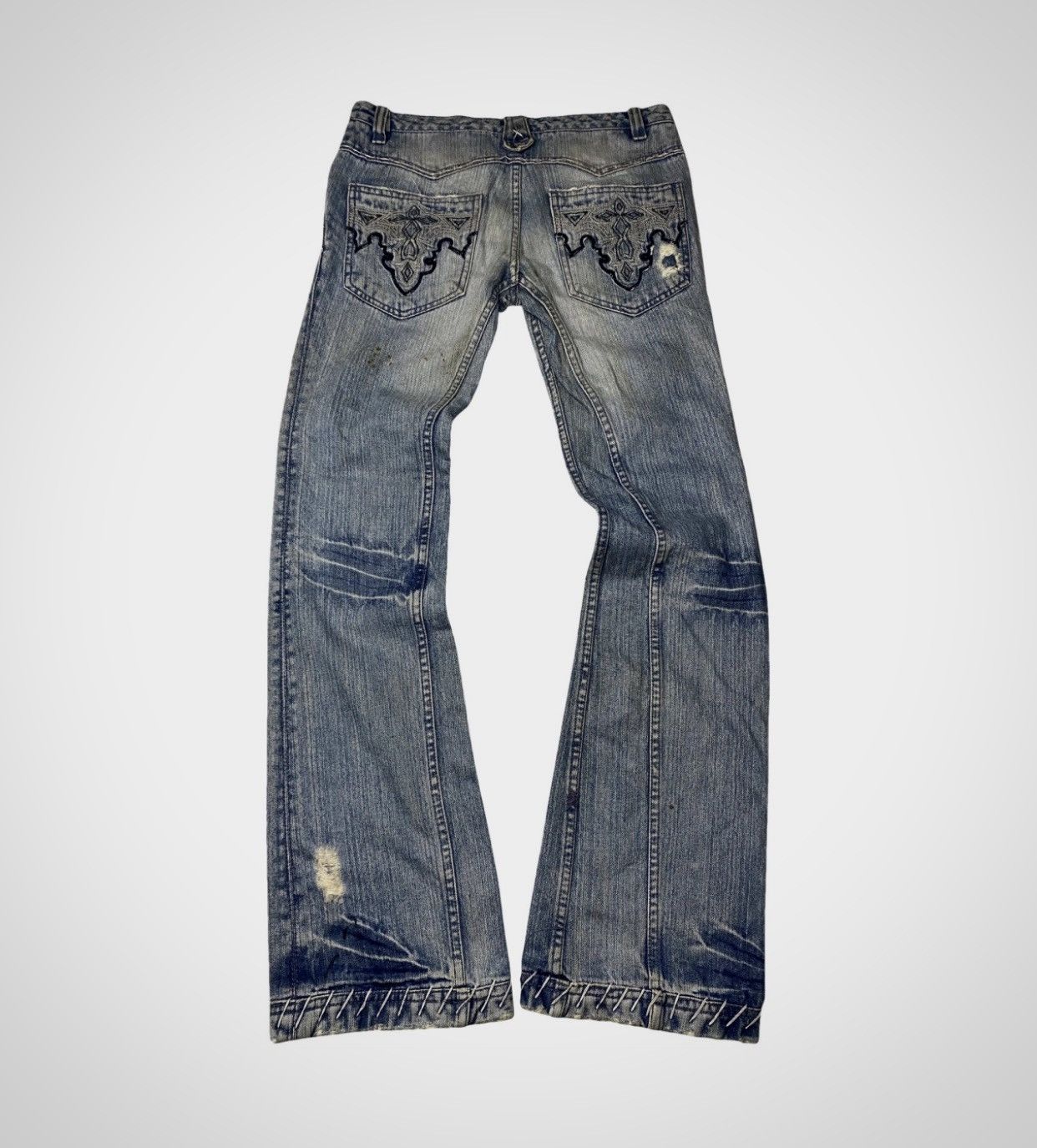 If Six Was Nine Antik Boro Japanese Tribal Flared Jeans Size US 29 - 2 Thumbnail