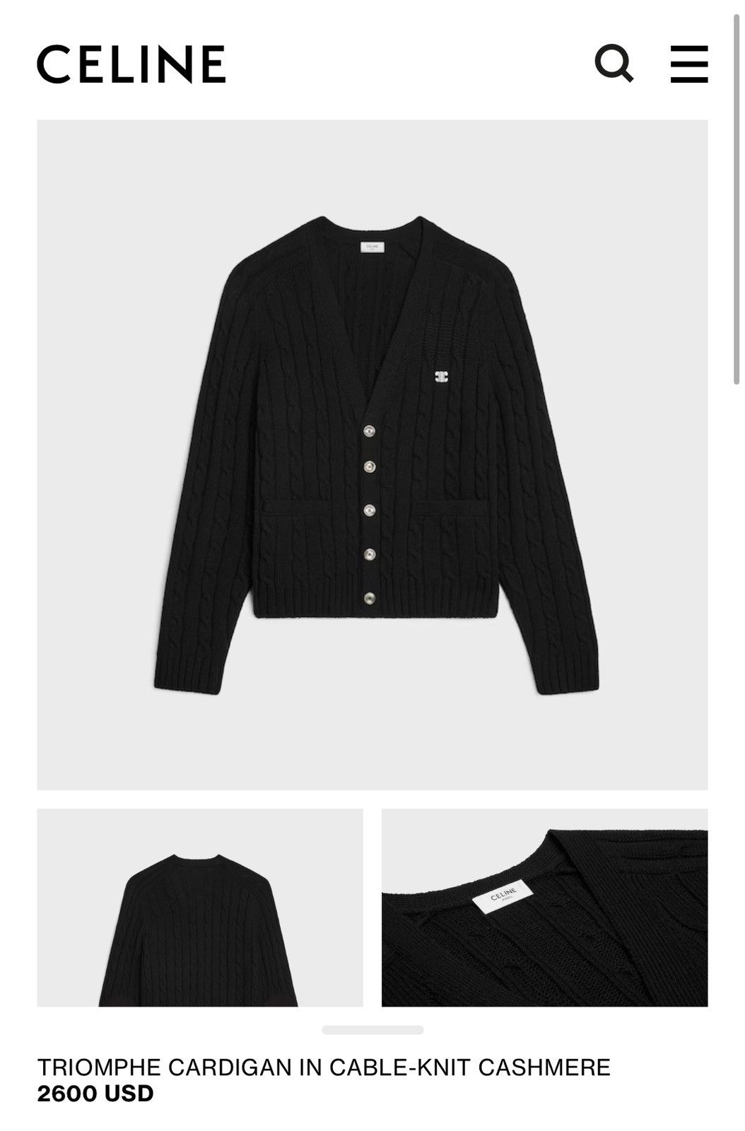 Celine $2.6k FW24 Celine logo triomphe cashmere cardigan Hedi XL Size US XL / EU 56 / 4 - 4 Thumbnail