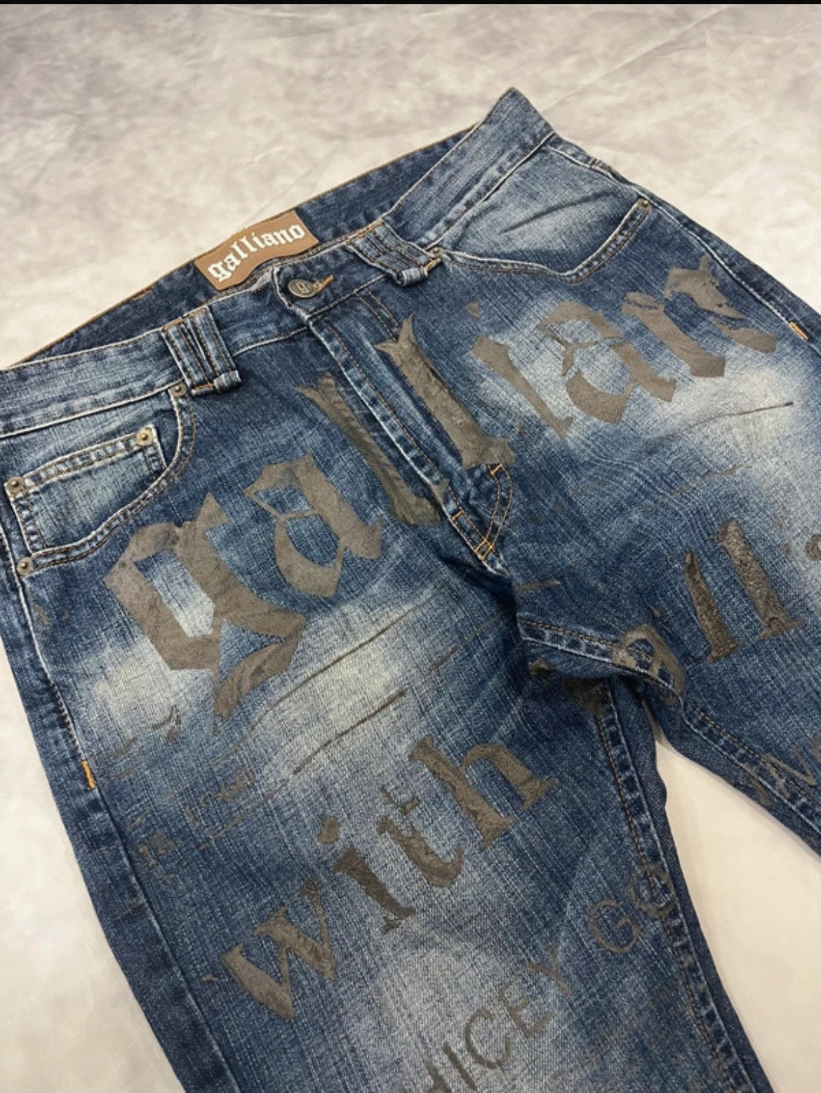 John Galliano Galliano Gazette Printed Graphic Vintage Jeans Size US 32 / EU 48 - 4 Thumbnail