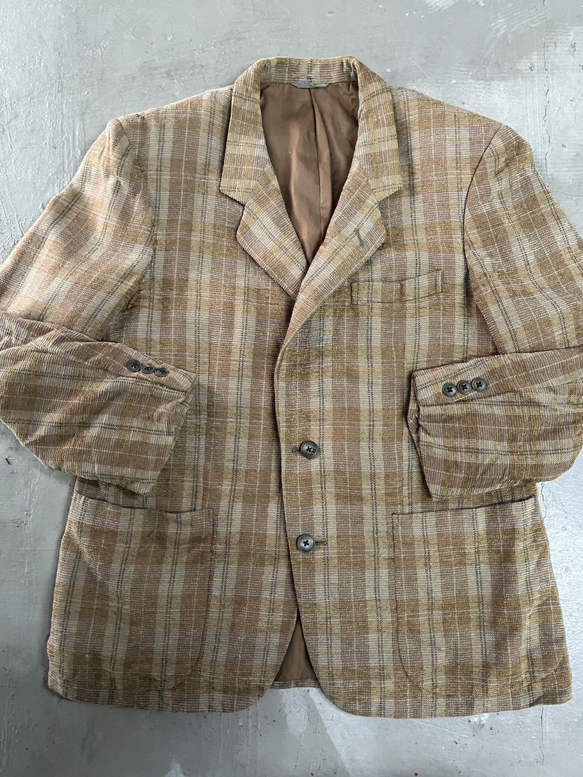Balenciaga Vintage Balenciaga Houndstooth Linen Wool Blend Blazer Size 42L - 9 Thumbnail