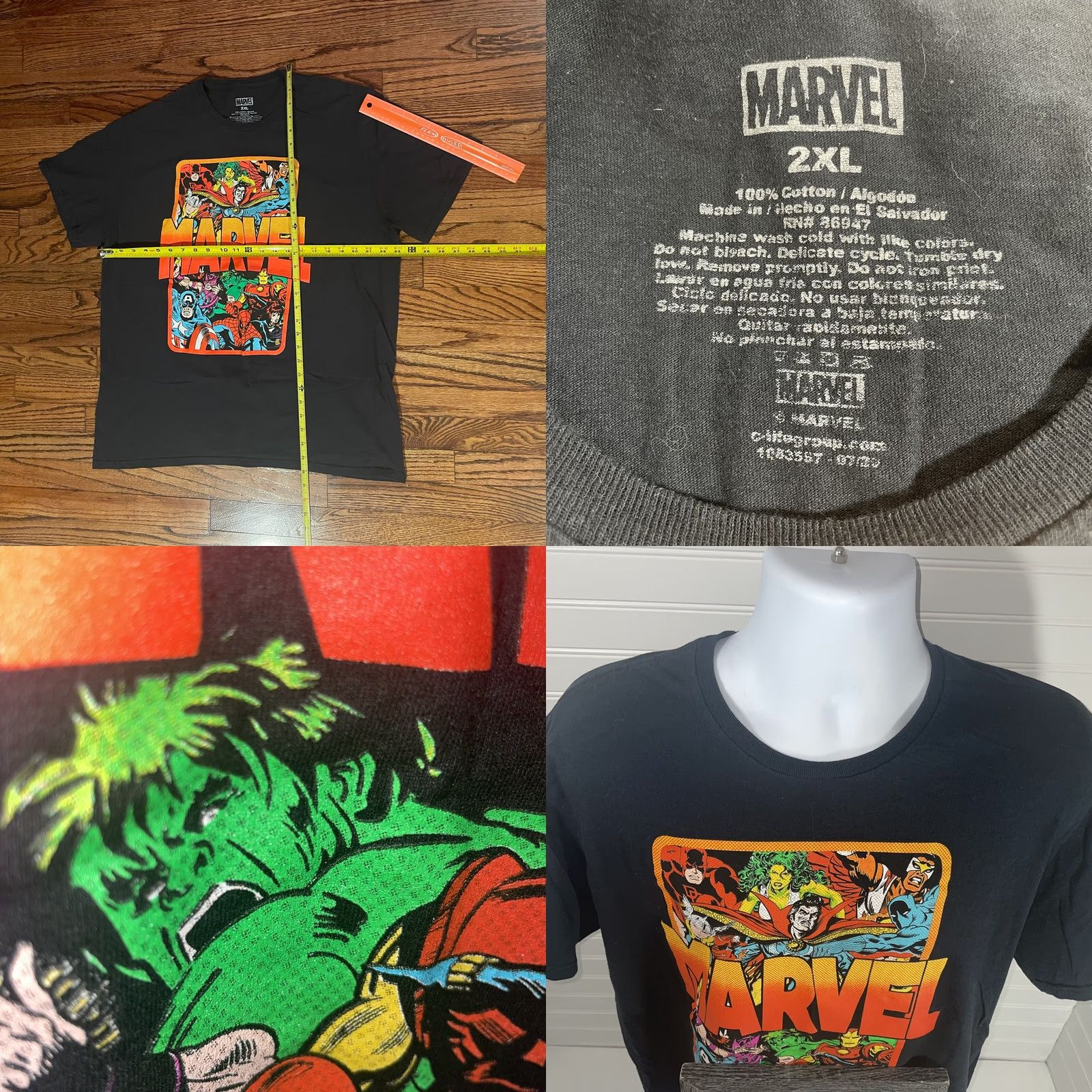 Vintage VINTAGE Marvel Group Graphic Shirt Men 2XL Black Crew Neck Short Sleeve Cotton RN#86947 Size US XXL / EU 58 / 5 - 8 Thumbnail