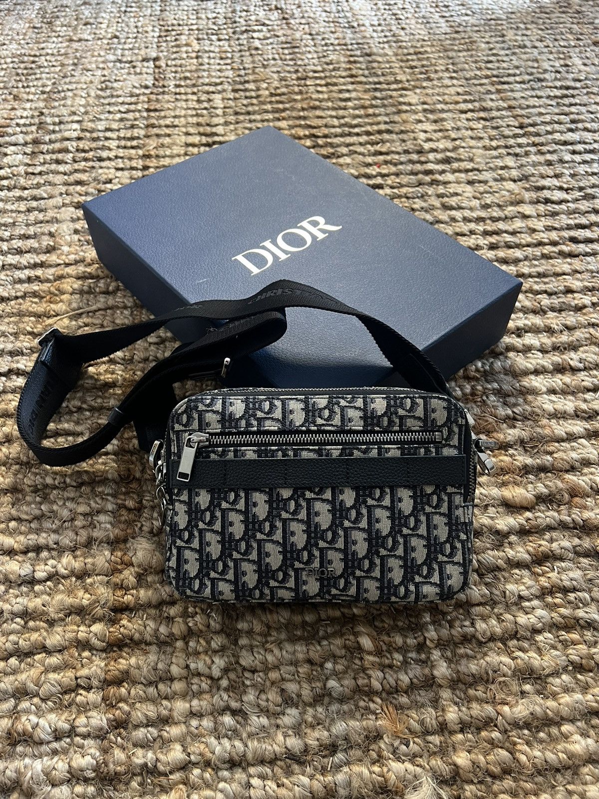 image of Dior Safari Pouch Oblique Jacquard in Beige, Men's