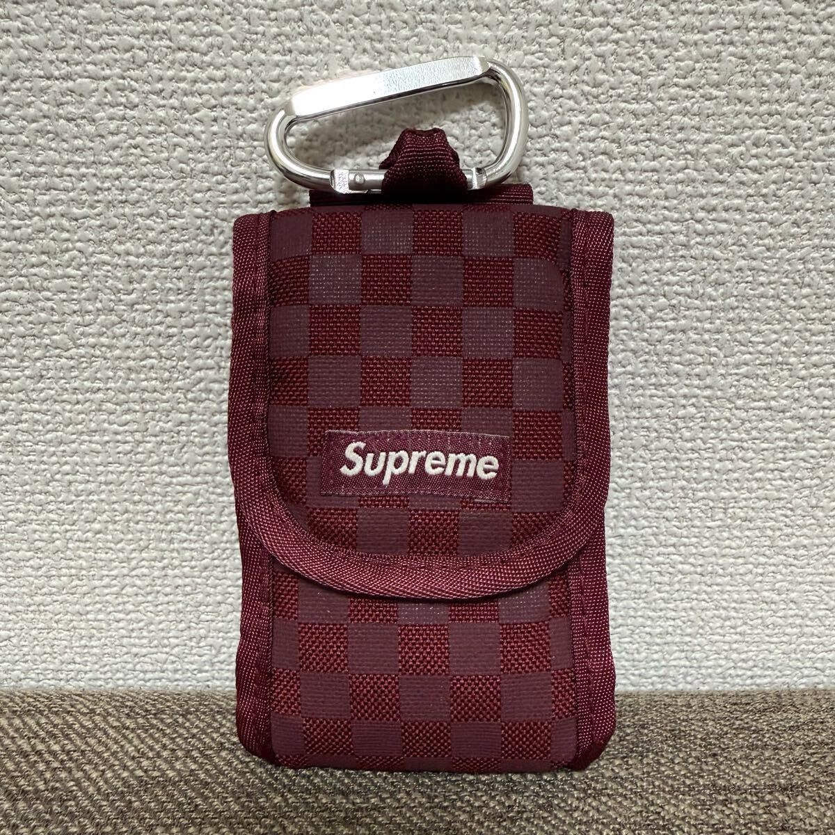 新品 Supreme Printed Check Camera Bag 11aw Supreme 11aw Printed Check Camera Bag Burgundy One Size