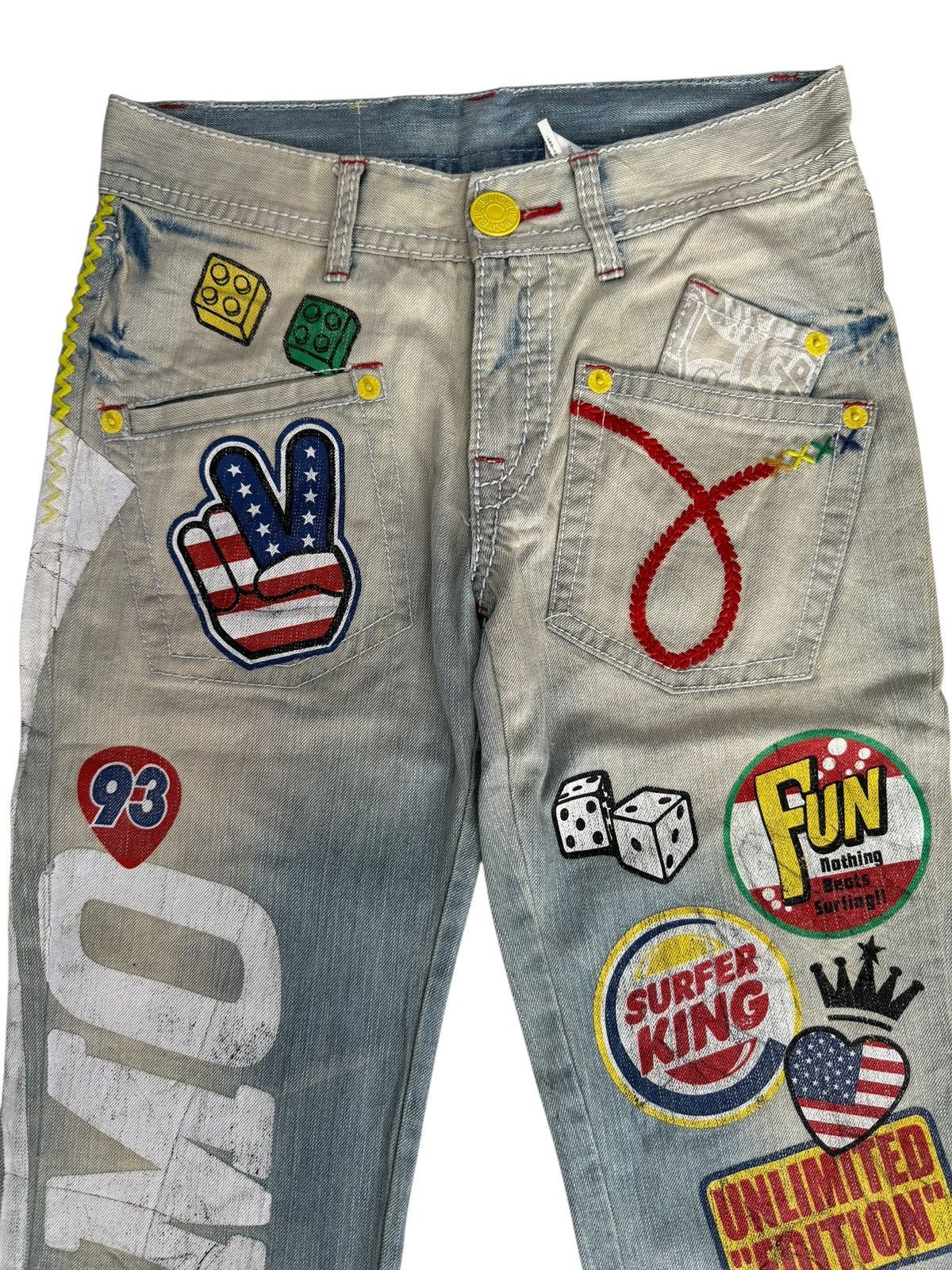 Japanese Brand Y2K Blue Moon Blue Denim Jeans Design Art Hippie Style Size US 28 / EU 44 - 3 Thumbnail