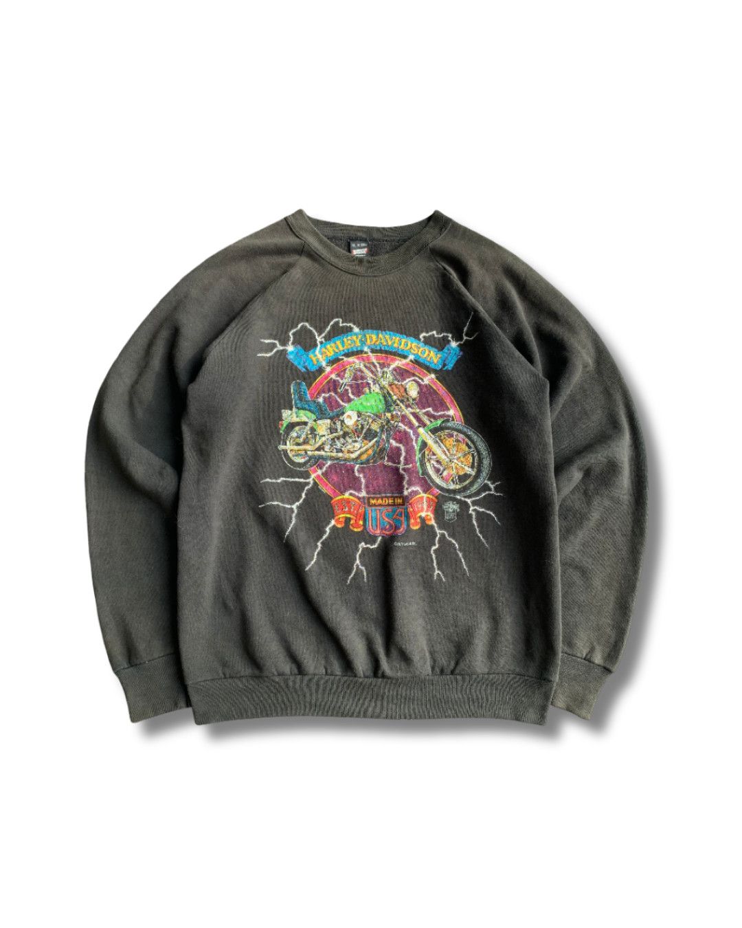 Harley Davidson 💎 Vintage Harley Davidson Lightning Sweatshirts Size US L / EU 52-54 / 3 - 1 Thumbnail