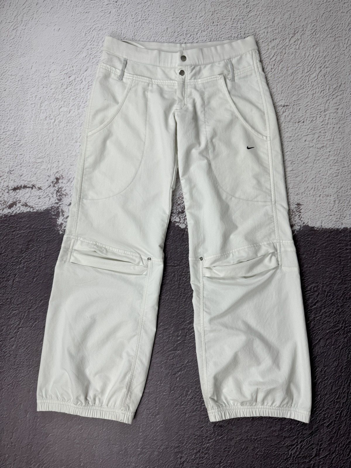 Nike Nike Vintage Y2K white wide flared track pants hype swoosh Size 30" / US 8 / IT 44 - 4 Thumbnail