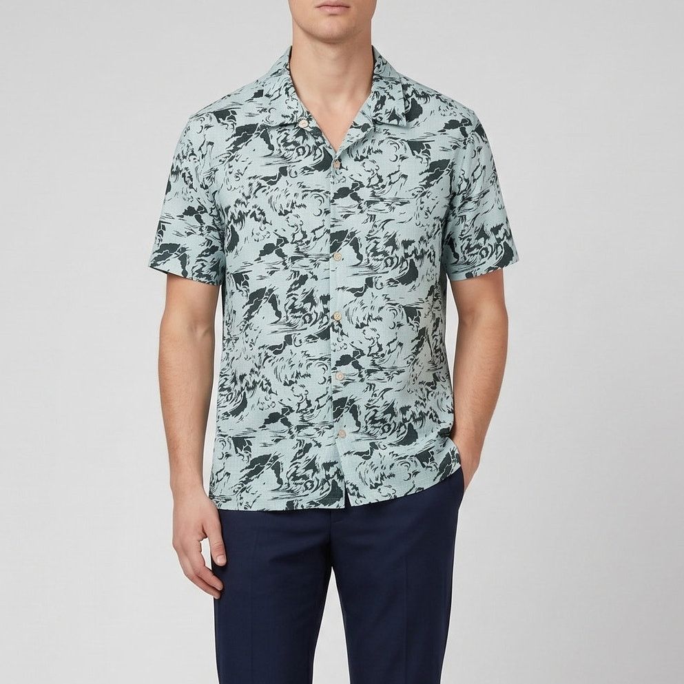 Paul Smith Pual Smith Casual fit Short Sleeve Shirt Wave print Medium Size US M / EU 48-50 / 2 - 1 Thumbnail